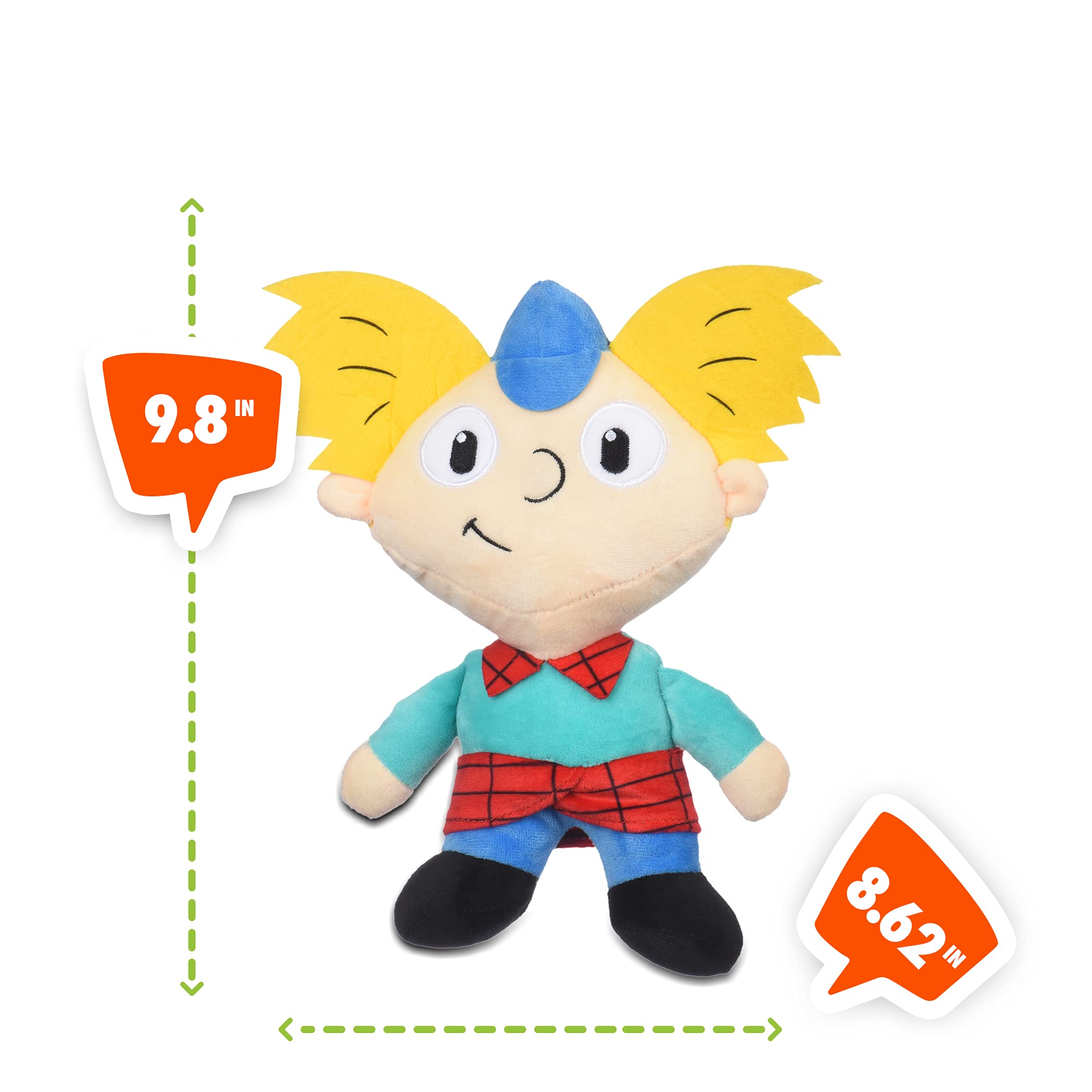 Nickelodeon Hey Arnold Plush Dog Toy - 9 Inch Soft Fabric Medium Dog Chew Toy for Small & Large Dogs | 90s Cartoon Collectible Pet Toy | Perfect for Playtime, Training Rewards & Nostalgic Gifts