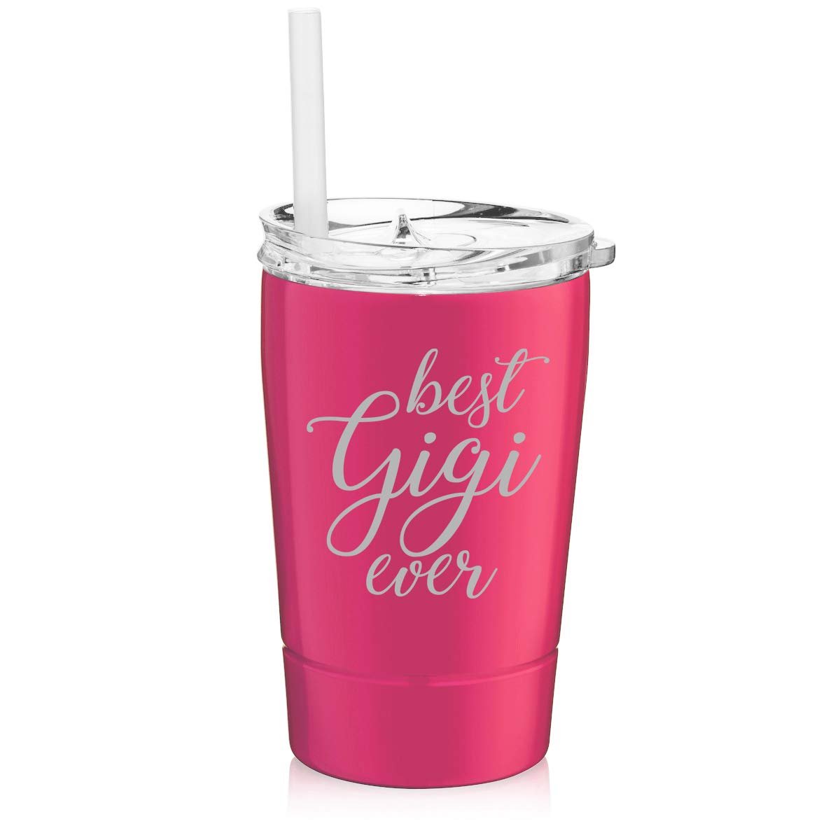 12 oz Stainless Steel Vacuum Insulated Tumbler with Straw - Double Wall Insulated Travel Coffee Mug for Hot & Cold Drinks - Perfect Gift for Grandma, Mother's Day, Birthday (Hot Pink) - Ideal for Office, Commuting, Hiking & Outdoor Activities
