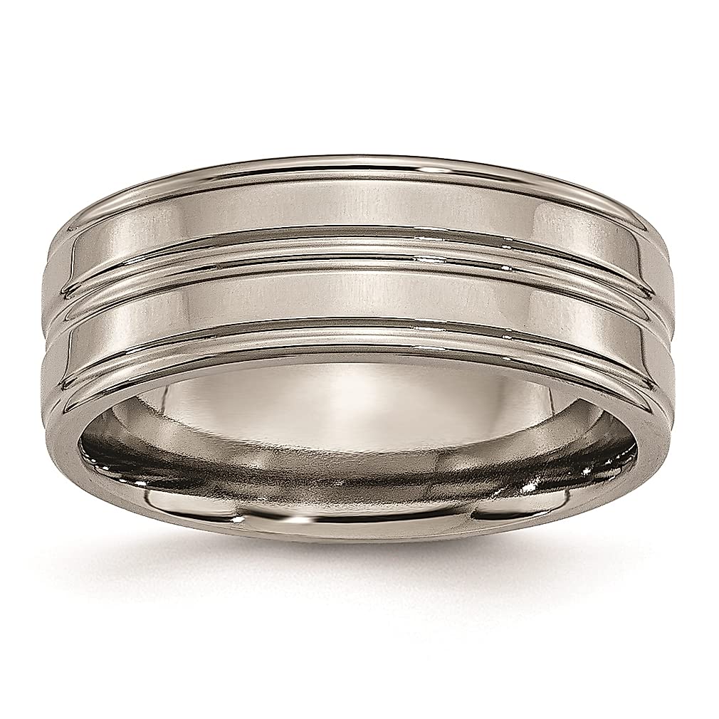 ICE CARATS Titanium 8mm Grooved Wedding Band Ring - Elegant Women's Fashion Jewelry - Perfect Anniversary & Valentine's Day Gift for Her - Ideal for Weddings, Engagements & Special Occasions