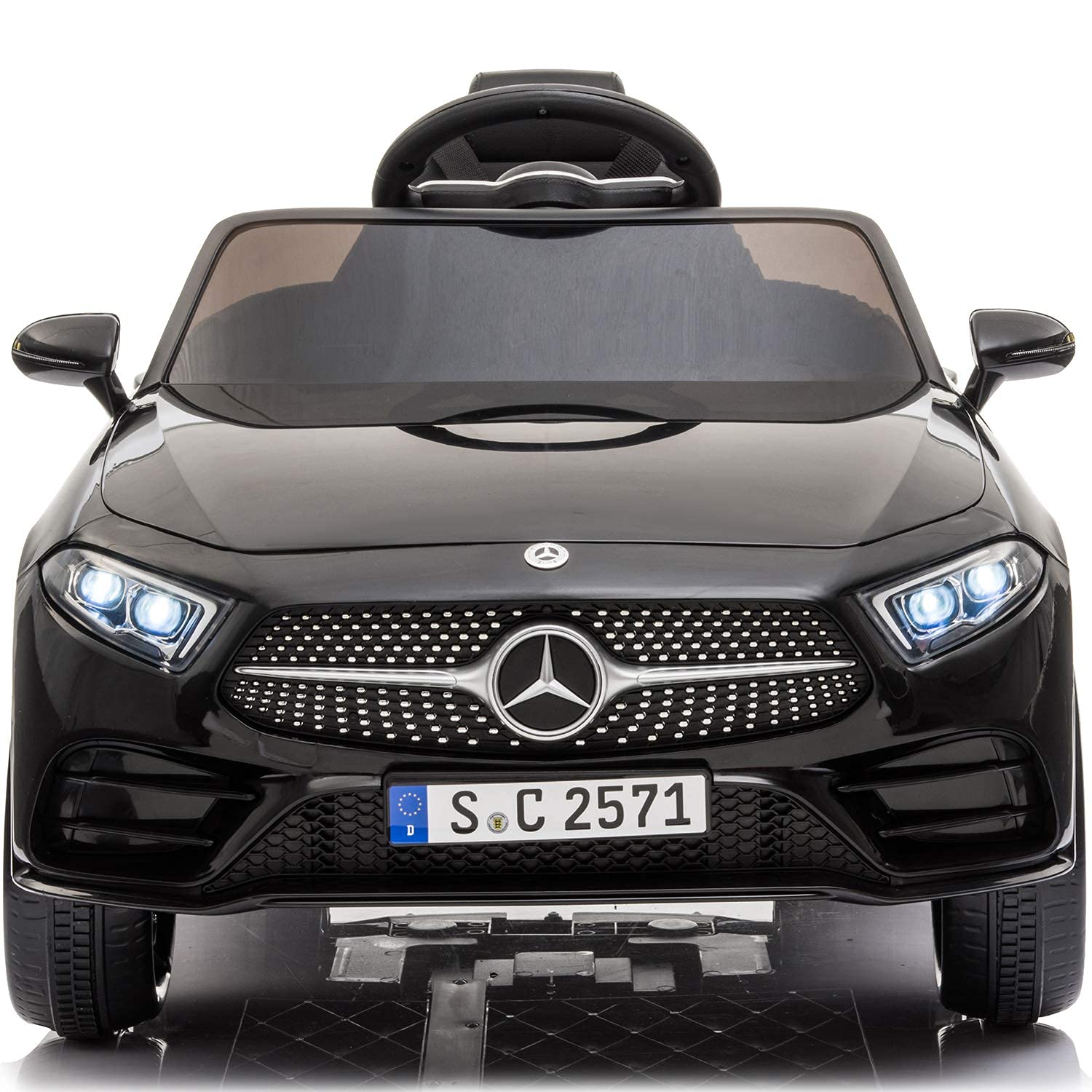 12V Mercedes Benz CLS Licensed Kids Electric Ride-On Car with Parent Remote Control - Adjustable Speed, Safety Belt, Music & Lights - Toddler Ride-On Toy for Ages 1-3 (Black) | Perfect for Indoor Playrooms & Outdoor Driveways
