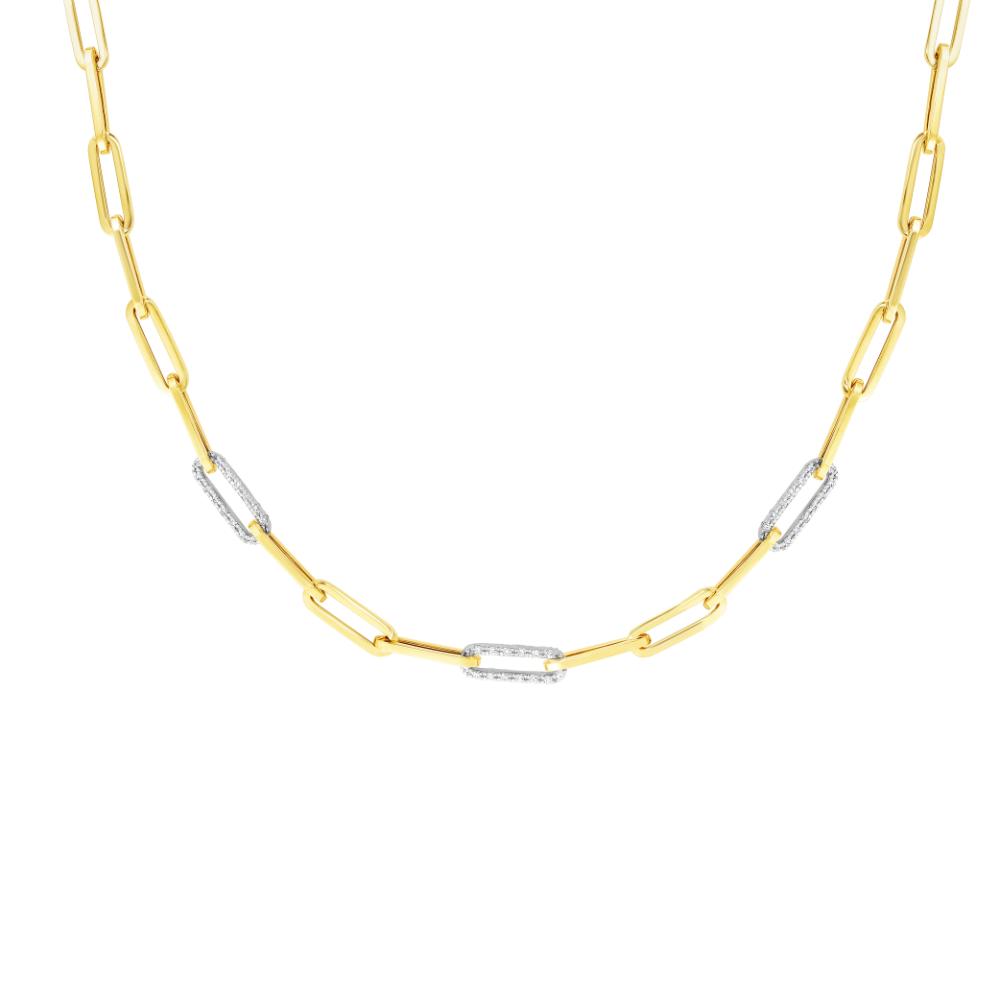 14K Gold 0.96ct Diamond Paperclip Necklace for Women - Elegant Layered Chain Jewelry Gift for Anniversary, Birthday & Valentine's Day