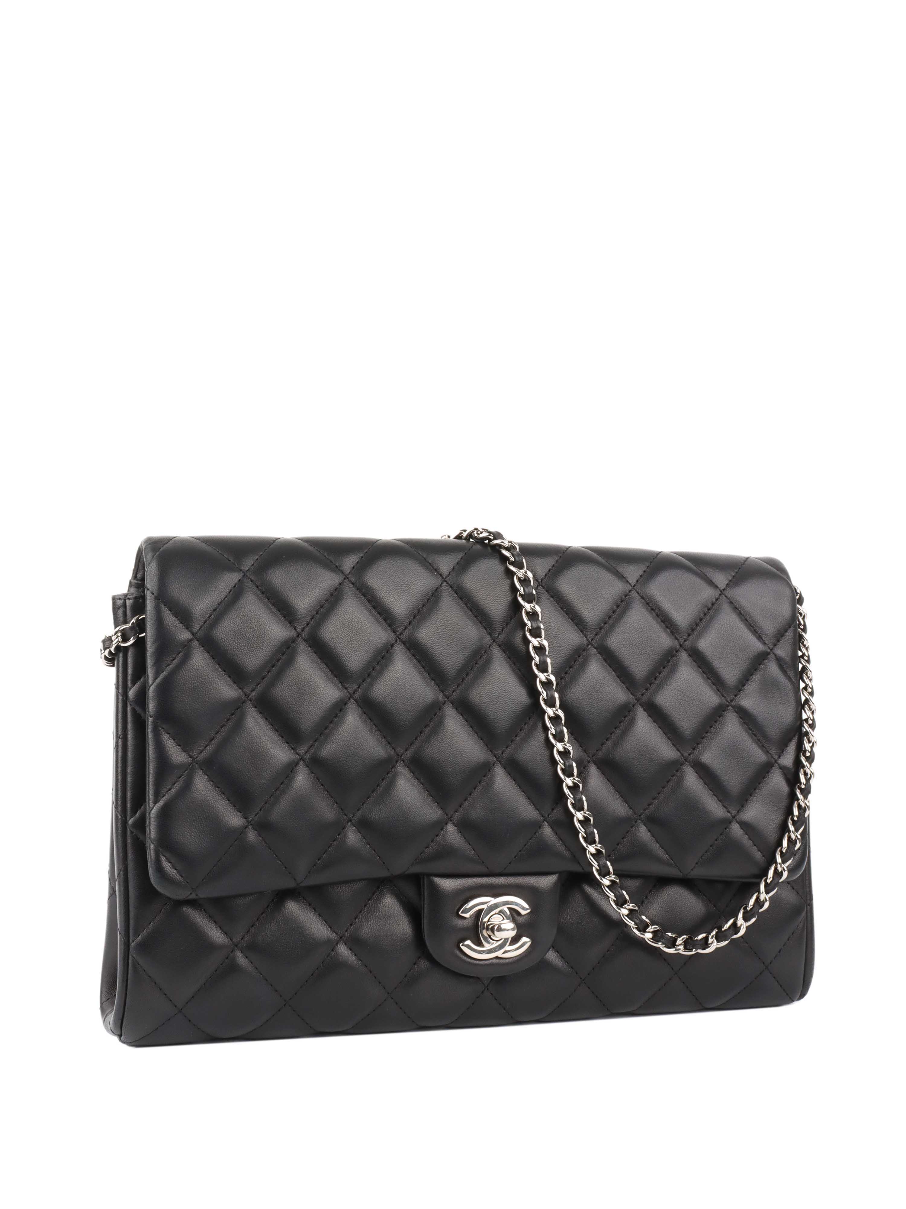 Chanel Black Lambskin Shoulder Clutch Bag for Women | Luxury Designer Handbag for Evening Parties, Weddings & Special Occasions