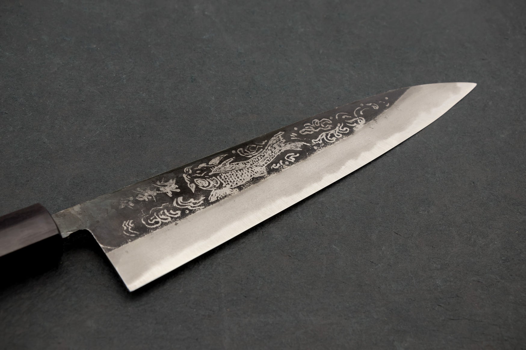 Premium Sakai Takayuki Michiko Special Engraved Aogami Gyuto 210mm Japanese Chef Knife with Koi Carp Design - Perfect for Sushi, Sashimi & Asian Cuisine Preparation