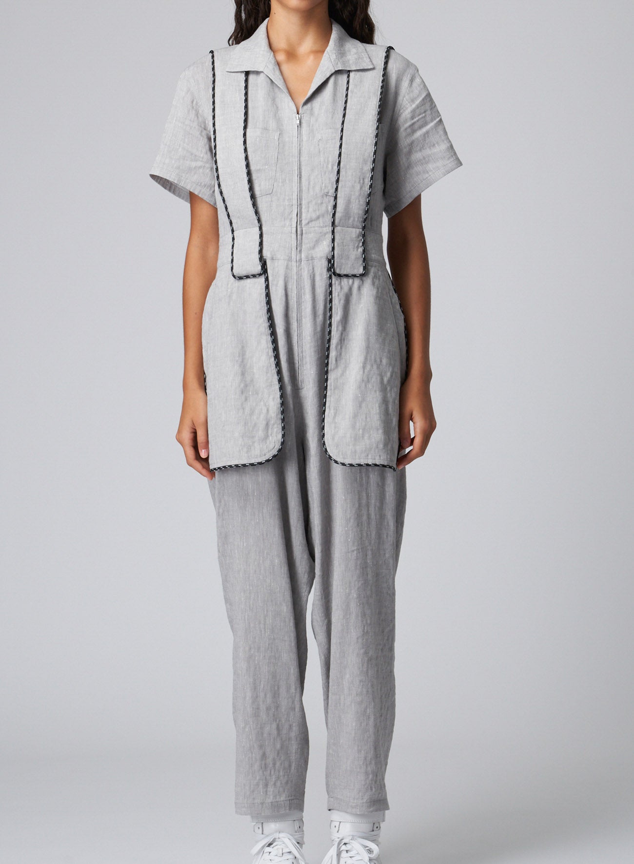 Breathable Linen Rayon Jumpsuit with Multiple Pockets - Comfortable Summer Romper for Women, Casual Outfit for Beach, Travel & Everyday Wear