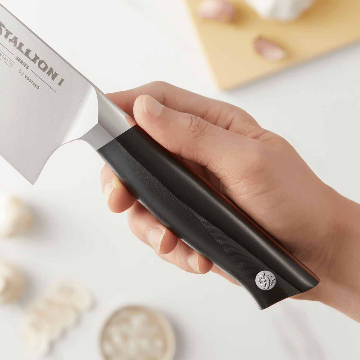 Stallion I 8-Inch Chef's Knife - Professional Kitchen Knife for Precise Chopping, Slicing & Dicing - Perfect for Home Cooks & Professional Chefs - Ideal for Vegetables, Meat & Herbs