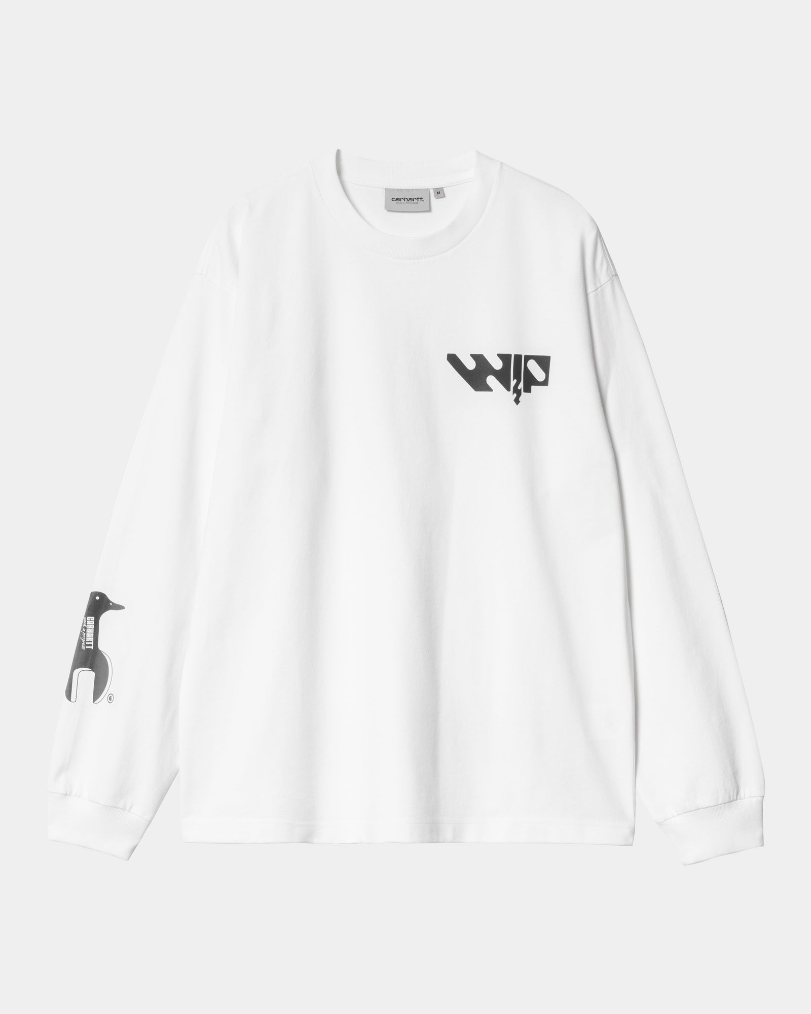 Premium Long Sleeve Industrial Work T-Shirt - Durable Cotton Crewneck (White/Black) | Ideal for Construction, Warehouse & Outdoor Workwear