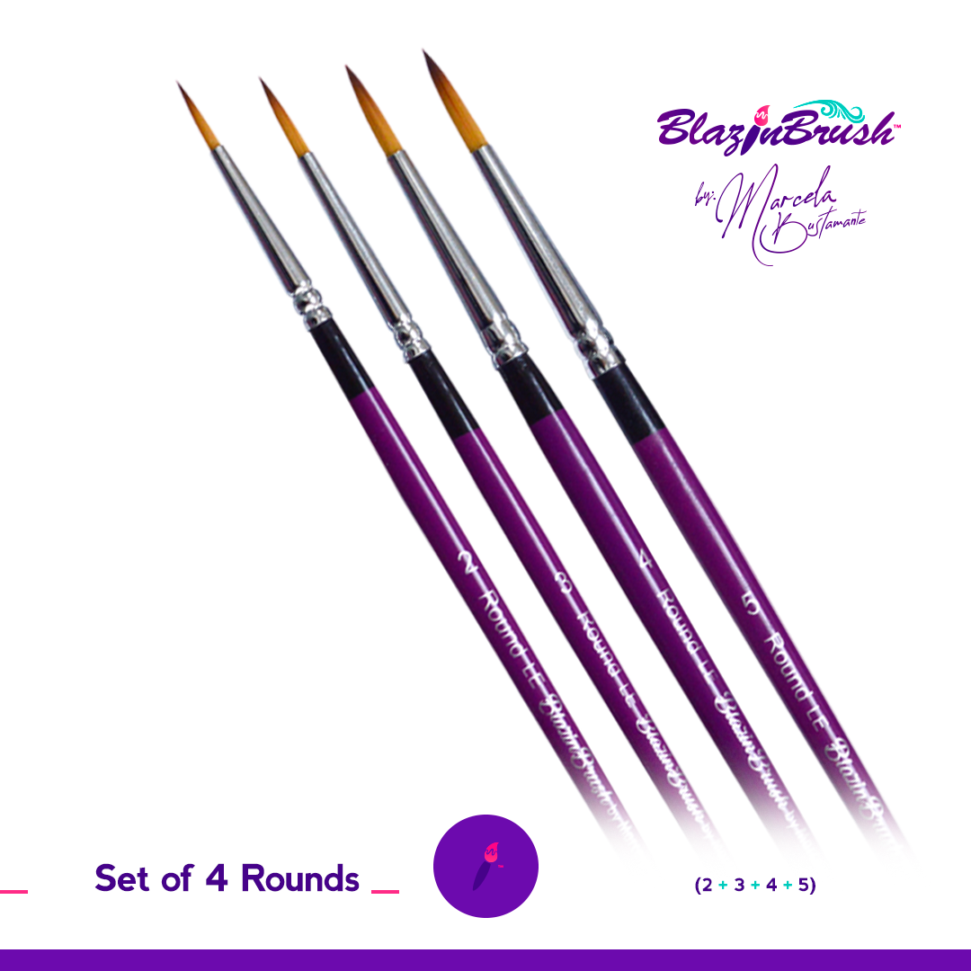 Marcela Bustamante Blazin Brush Set of 4 - Professional Makeup Brushes for Foundation, Blush & Contouring - Perfect for Home & Salon Use
