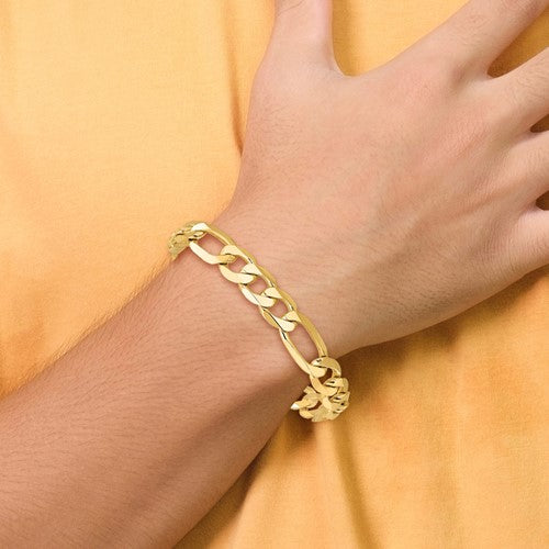 14KT Yellow Gold 10mm Figaro Link Bracelet for Men - Classic 8-Inch Chain Jewelry for Gifts, Weddings & Special Occasions