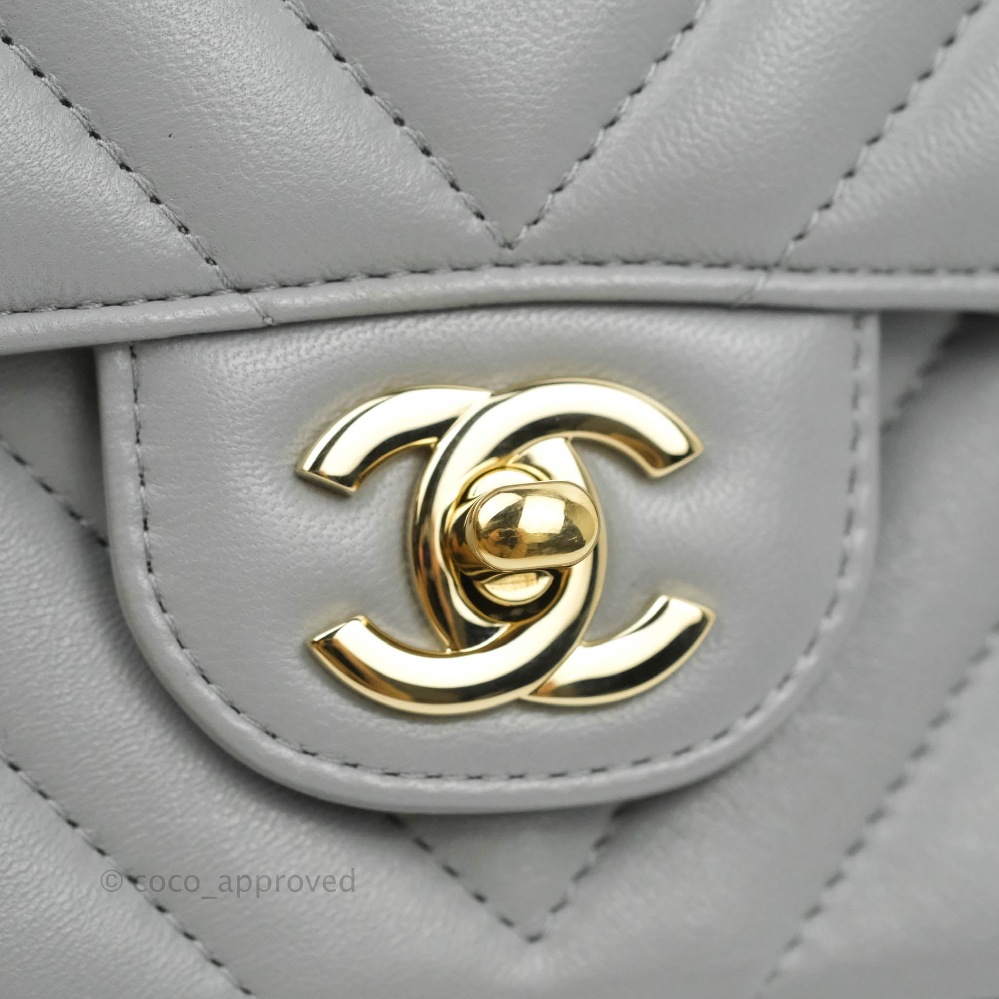 Chanel Chevron Mini Rectangular Flap Bag in Grey Lambskin Leather with Gold Hardware 20S Collection - Perfect for Evening Events & Luxury Fashion Accessories