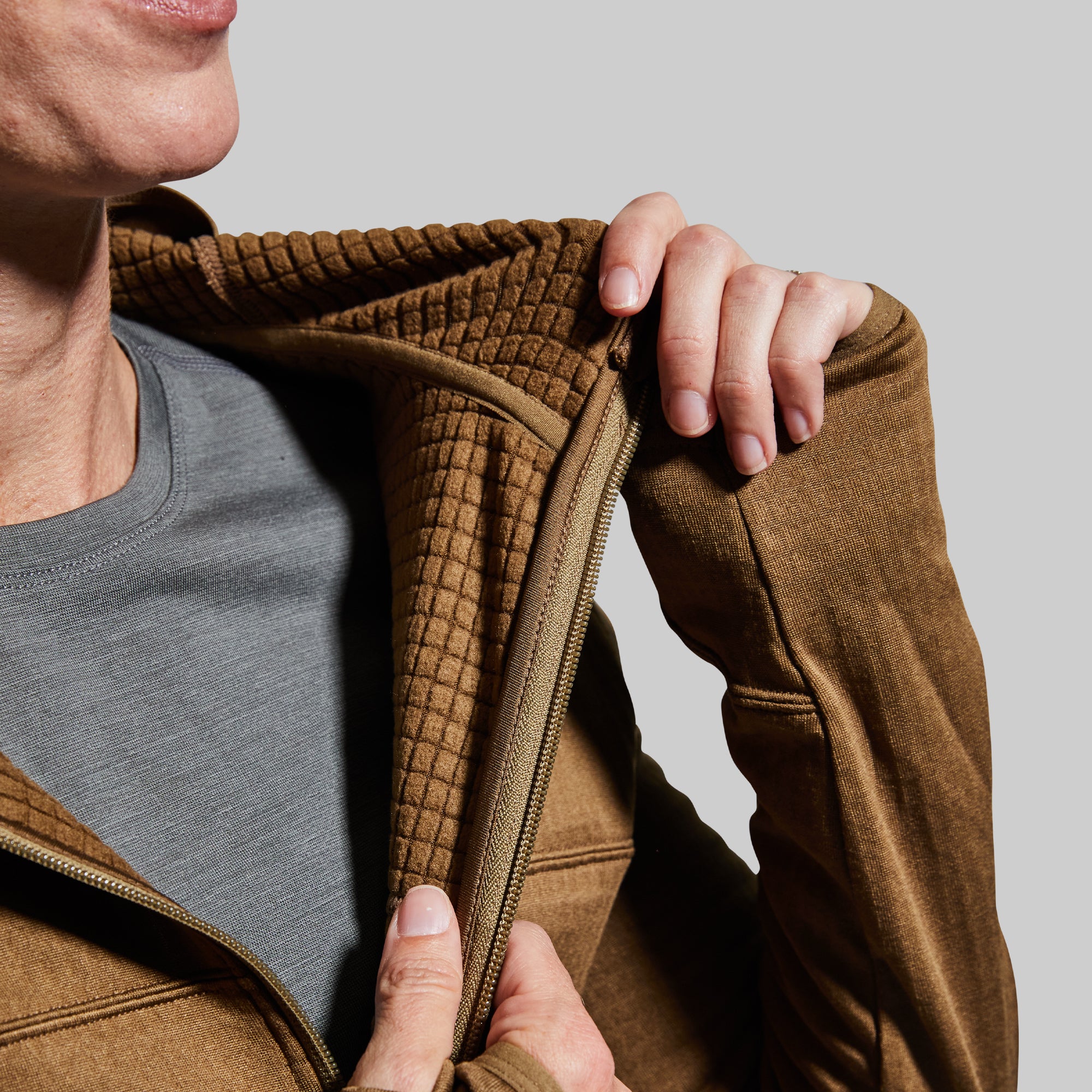 Women's Quiver Full Zip Hoodie - Coyote Brown | Lightweight Fleece Jacket for Outdoor Activities, Hiking & Casual Wear