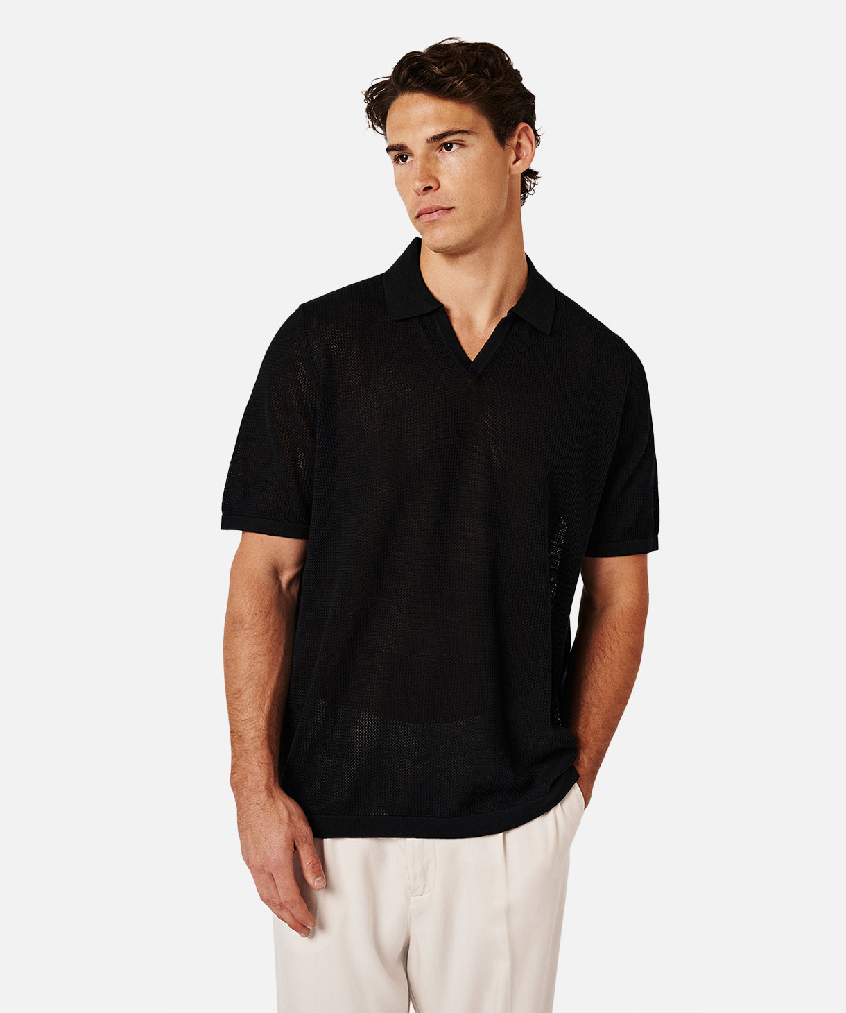 Nanterre Men's Polo Shirt - Classic Black Cotton Short Sleeve Casual Shirt for Golf, Business & Everyday Wear