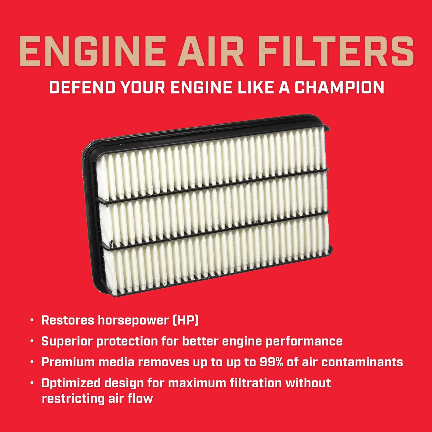 Champion CAP7351 High-Performance Engine Air Filter for Cars & Trucks - Improves Fuel Efficiency & Engine Protection