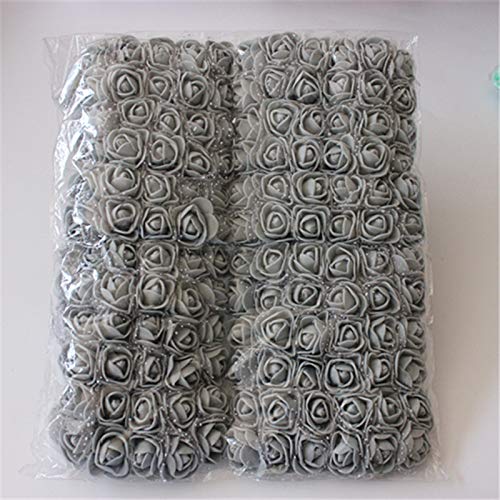 144 Pcs 2cm Mini Artificial Foam Roses - Multicolor Fake Flowers for DIY Crafts, Wedding Bouquets, Wreath Making, Scrapbooking & Home Decor (Gray) - Perfect for Table Centerpieces, Gift Toppers and Party Decorations