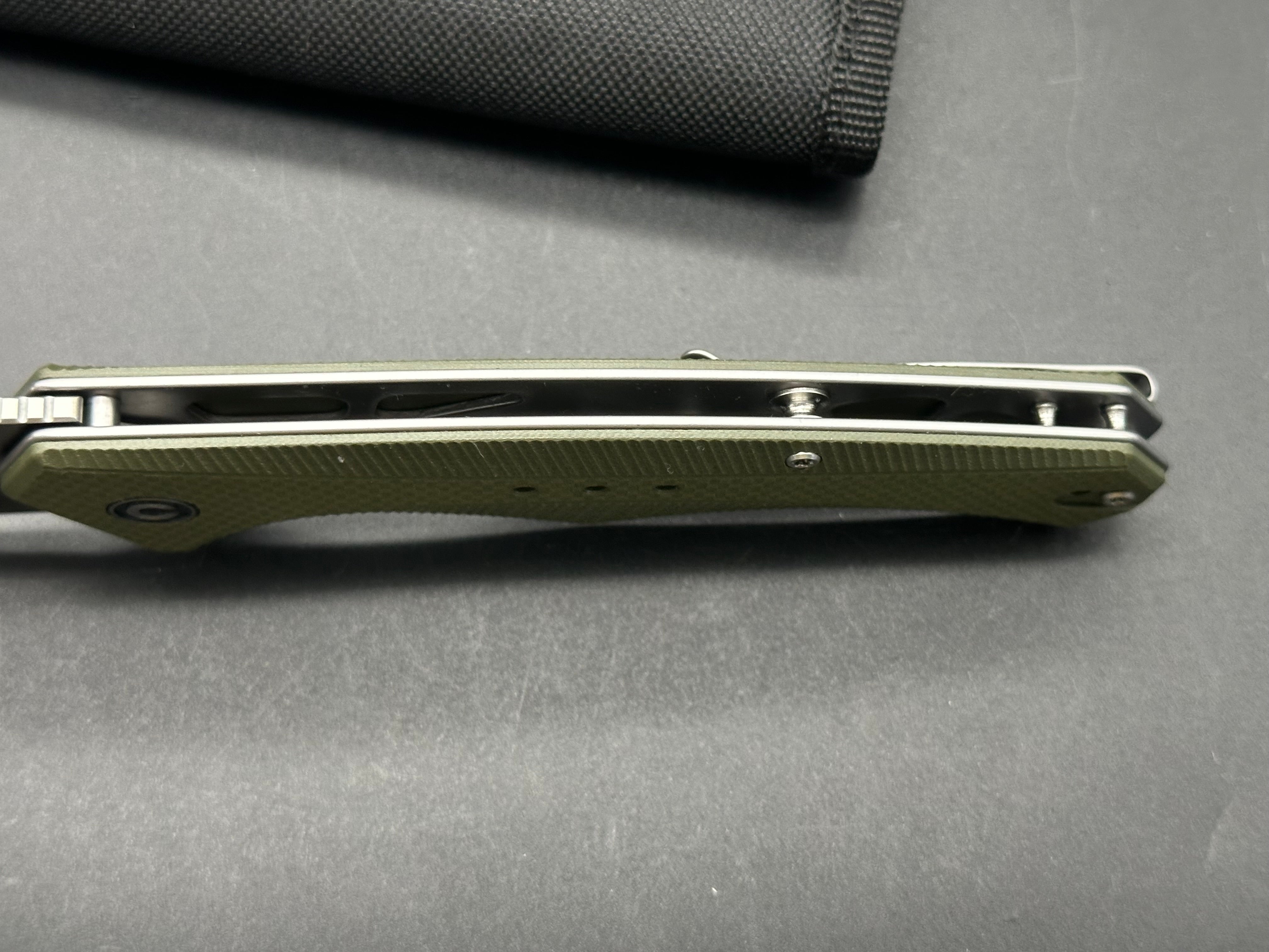 CIVIVI PHOTONIX Folding Pocket Knife - OD Green Coarse G10 Handle, 14C28N Steel Plain Edge with Satin Finish - EDC, Camping, Hiking & Outdoor Survival Tool