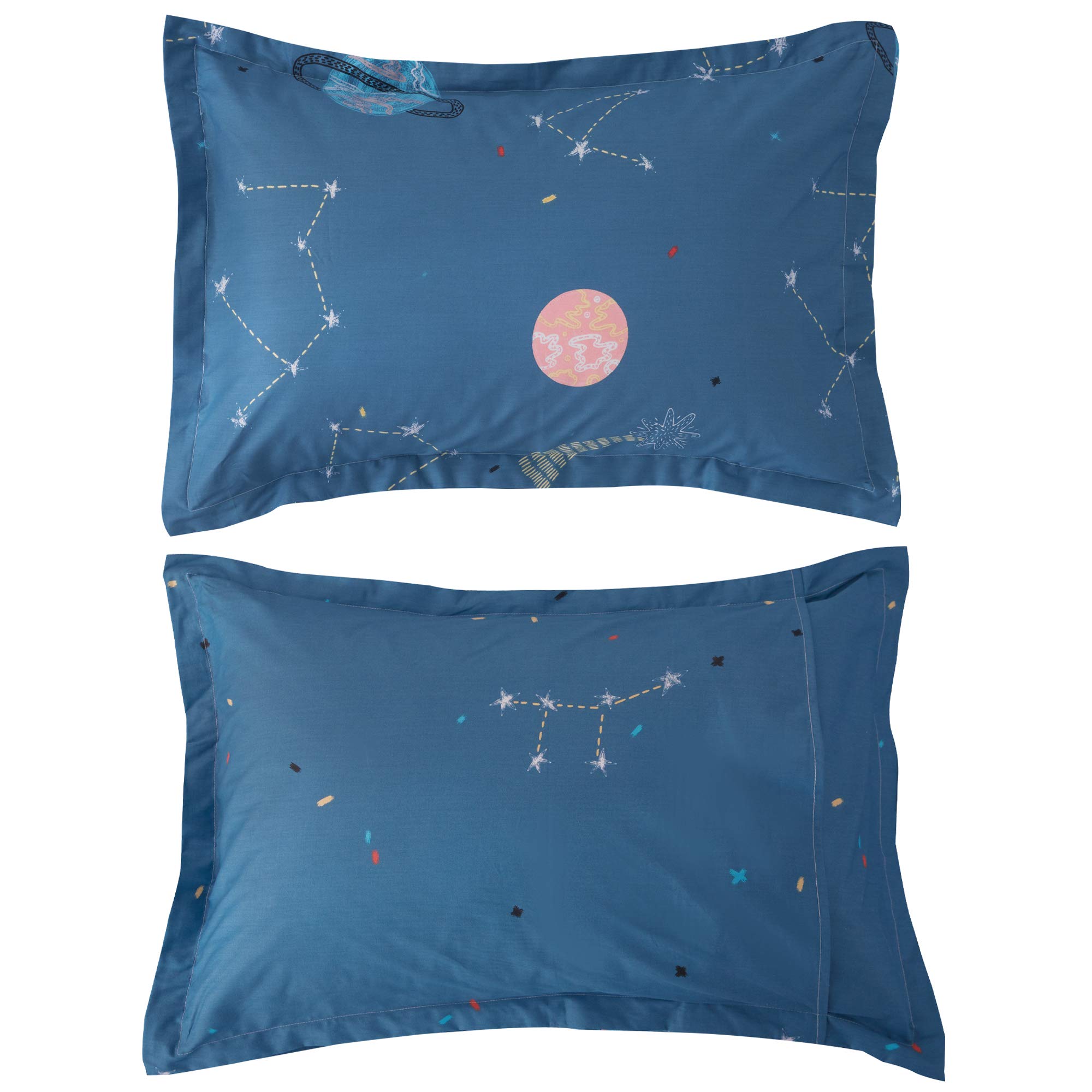 FADFAY 100% Cotton Twin XL Duvet Cover Set - Outer Space Galaxy Print with Zipper Closure | Blue Constellation Bedding for College Dorm Rooms | Soft & Breathable Cotton Comforter Cover (No Filling) | Perfect for Teen Bedrooms, Astronomy Lovers & Space-Themed Decor