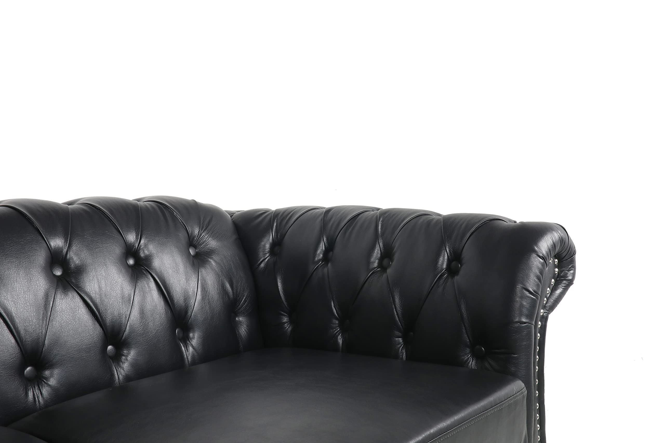 Modular Sectional Sofa Set - PU Leather Upholstered with Tufted Cushions, Space-Saving Furniture for Small Living Rooms & Office Meeting Areas (Black, 1-2 Seater) - Perfect for Apartments, Condos and Compact Workspaces
