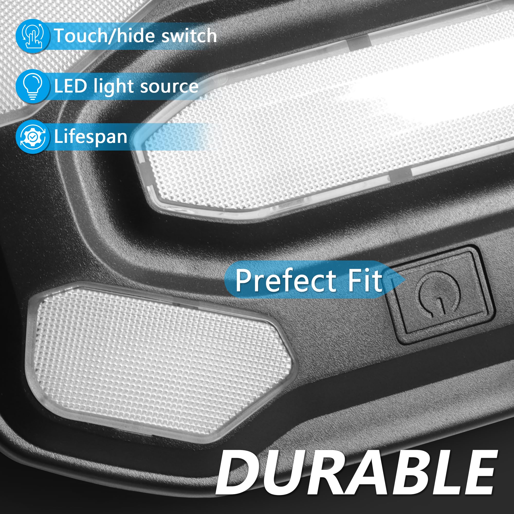 Jeep Wrangler JL & Gladiator JT LED Dome Light (2018-2023) - Interior Cabin Light Replacement with Push Button Switch for Front/Rear Seats | Perfect for Night Driving, Camping & Off-Road Adventures