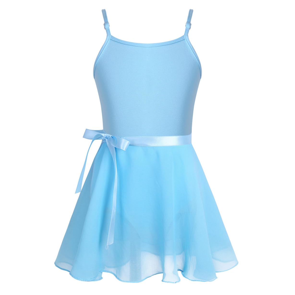 Girls Sleeveless Ballet Dance Dress - Spaghetti Strap Gymnastics Leotard with Wrap Skirt - Ballet & Dance Outfit for Recitals, Performances & Practice - Toddler to Kids Dancewear