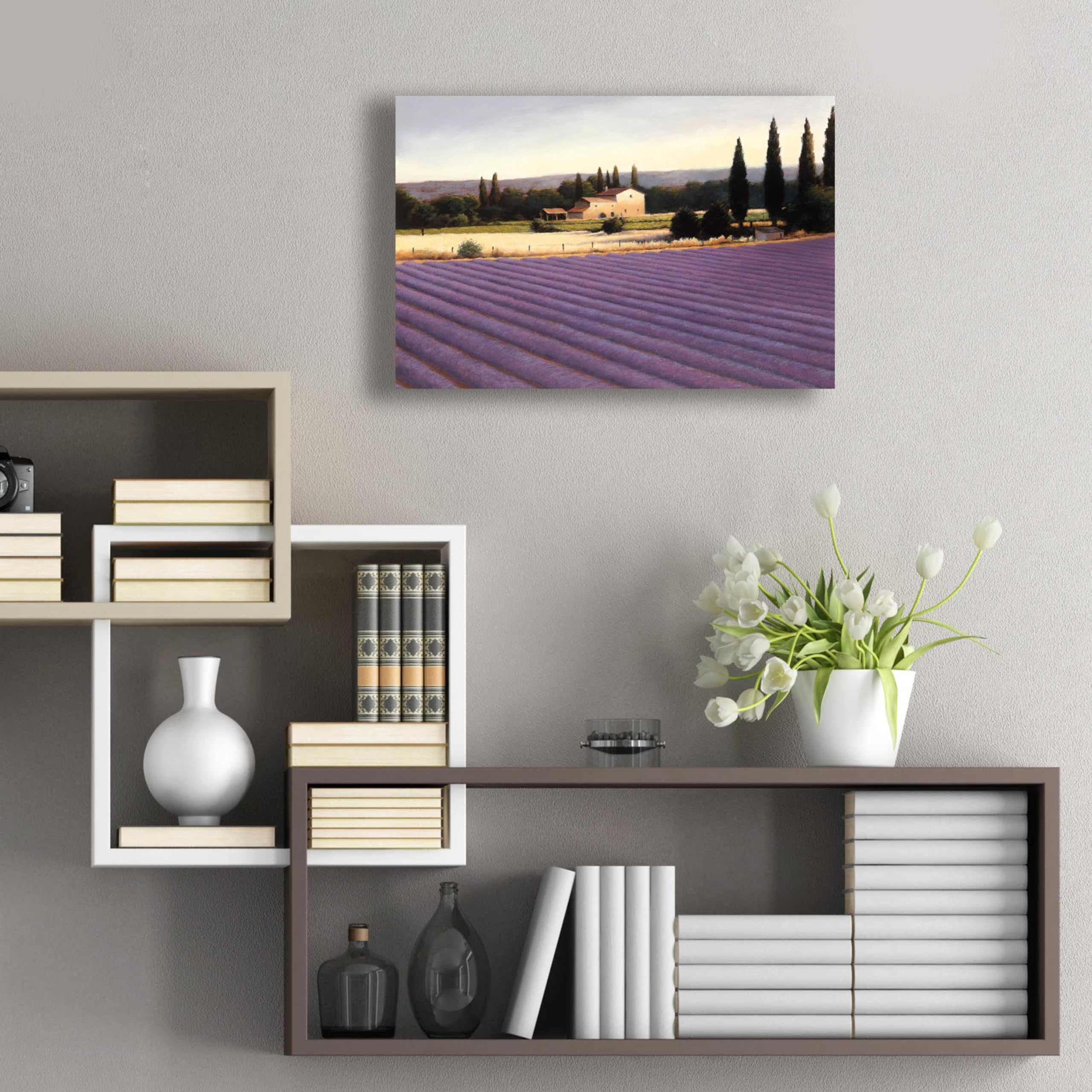Lavender Fields II Acrylic Glass Wall Art by James Wiens - 24x16 Inches Modern Home Decor for Living Room, Bedroom & Office