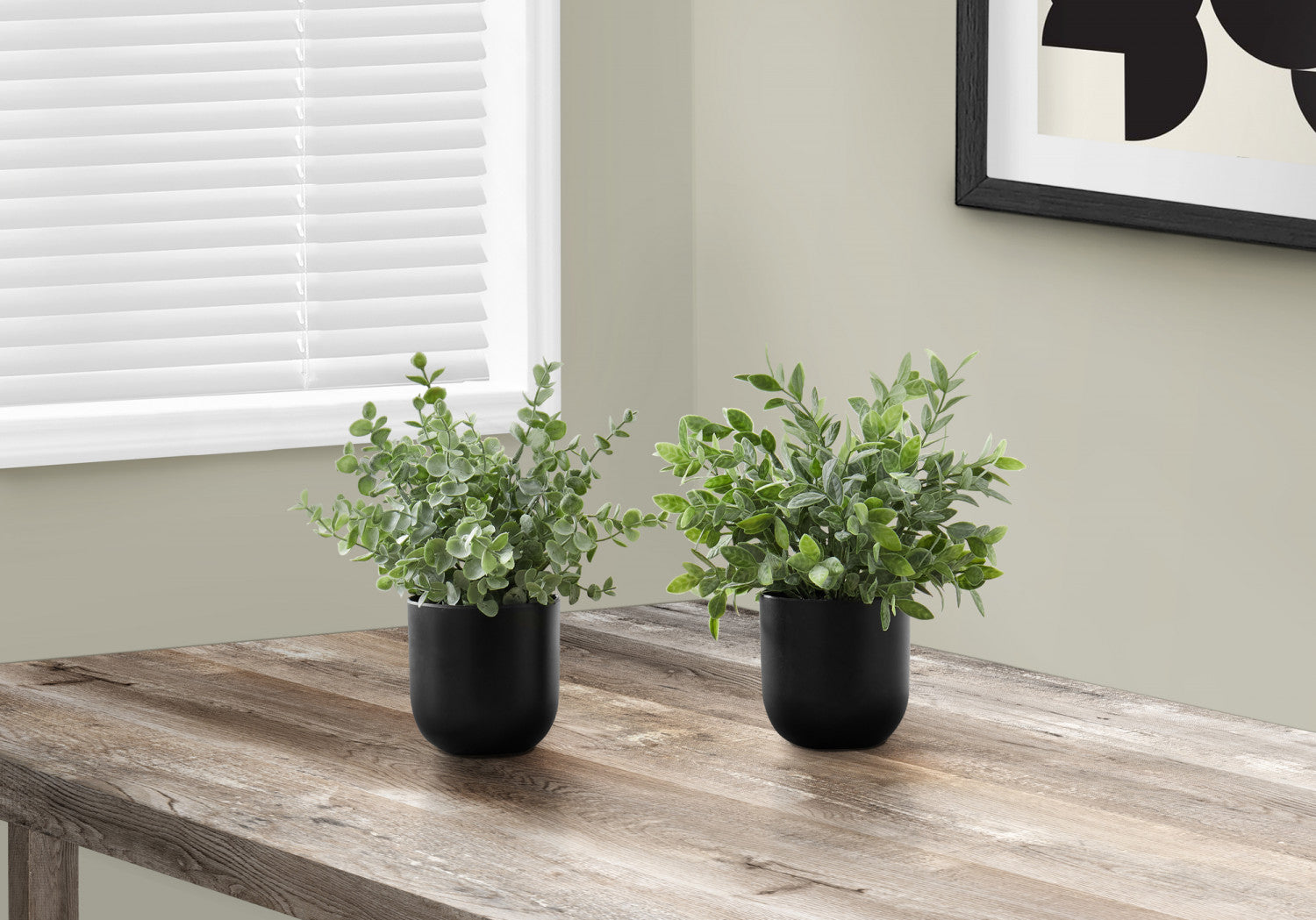 11 Eucalyptus Grass Plants with 5 Black Pots - Green Artificial Decor Set of 2 - Perfect for Home, Office, and Indoor Plant Decor