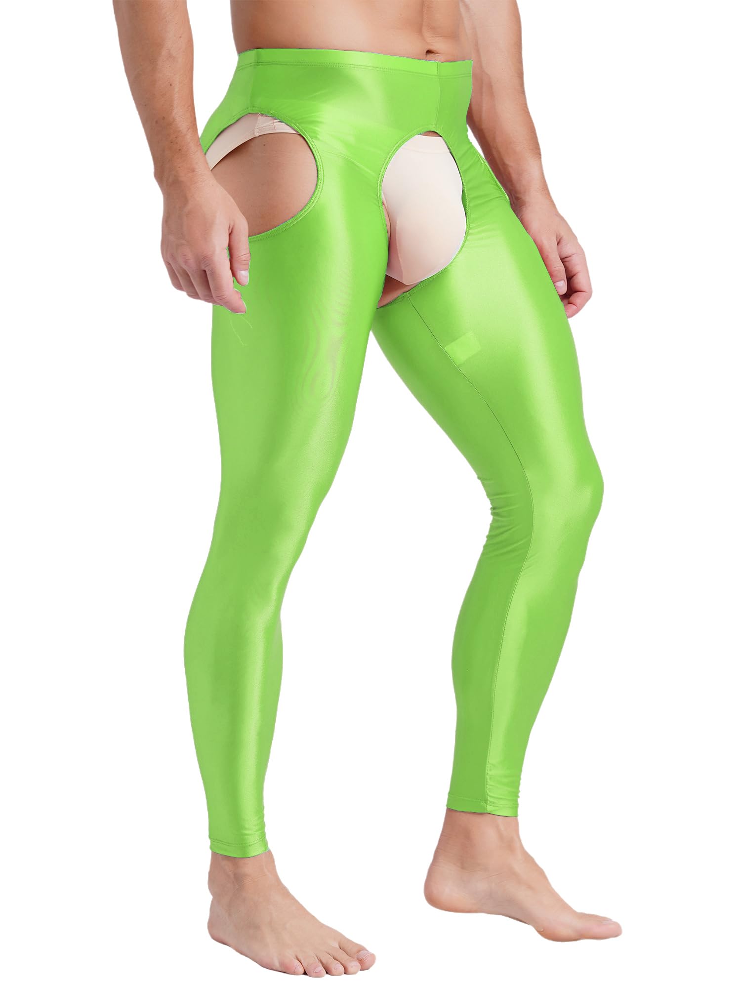 Men's Sheer Seamless Cutout Tights - Compression Workout Leggings with Suspender for Yoga, Running & Gym | Breathable Stretchy Performance Pants
