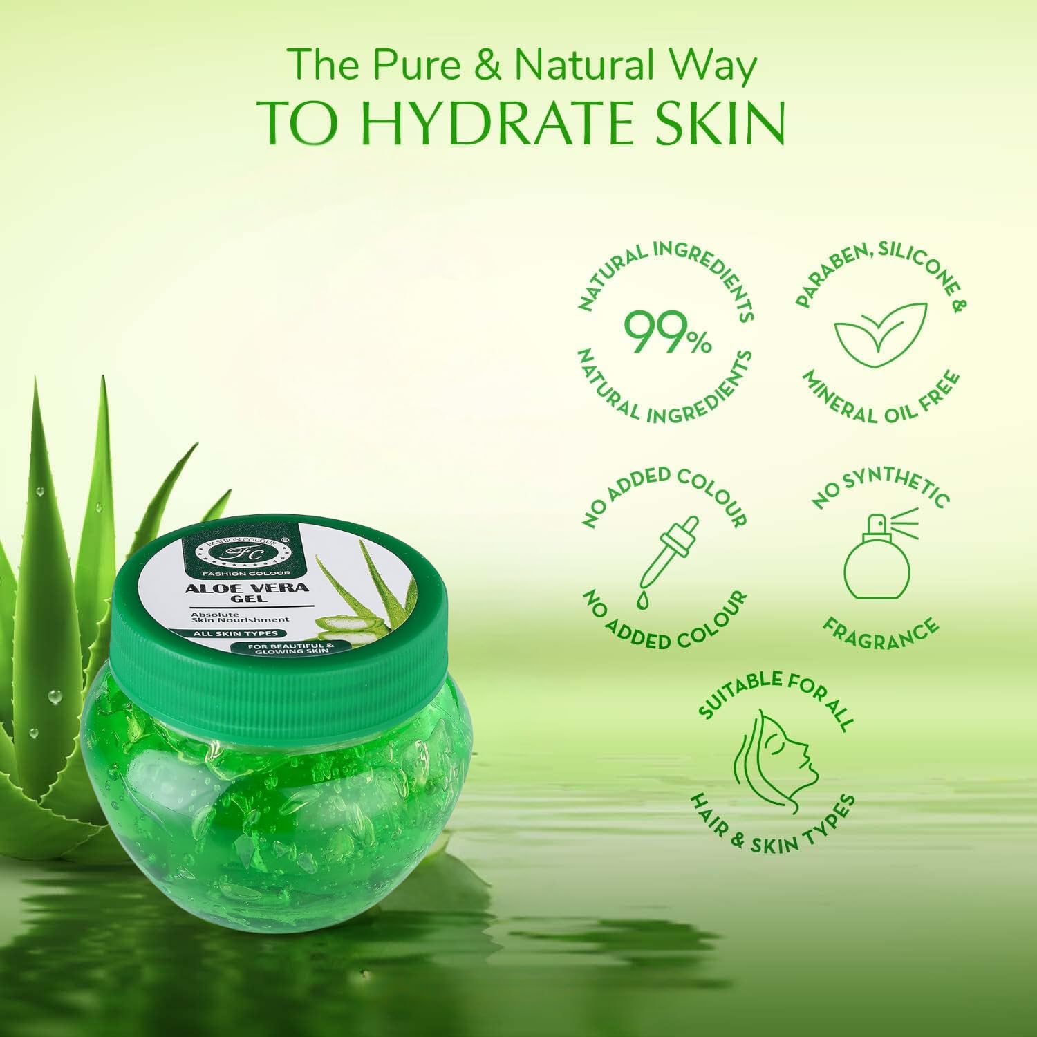 Pure Aloe Vera Gel for Face, Hair & Skin - 100g Natural Moisturizer with Vitamin E | Hydrating & Soothing Treatment | Paraben-Free | Perfect for Sunburn Relief, Daily Skincare & Hair Care