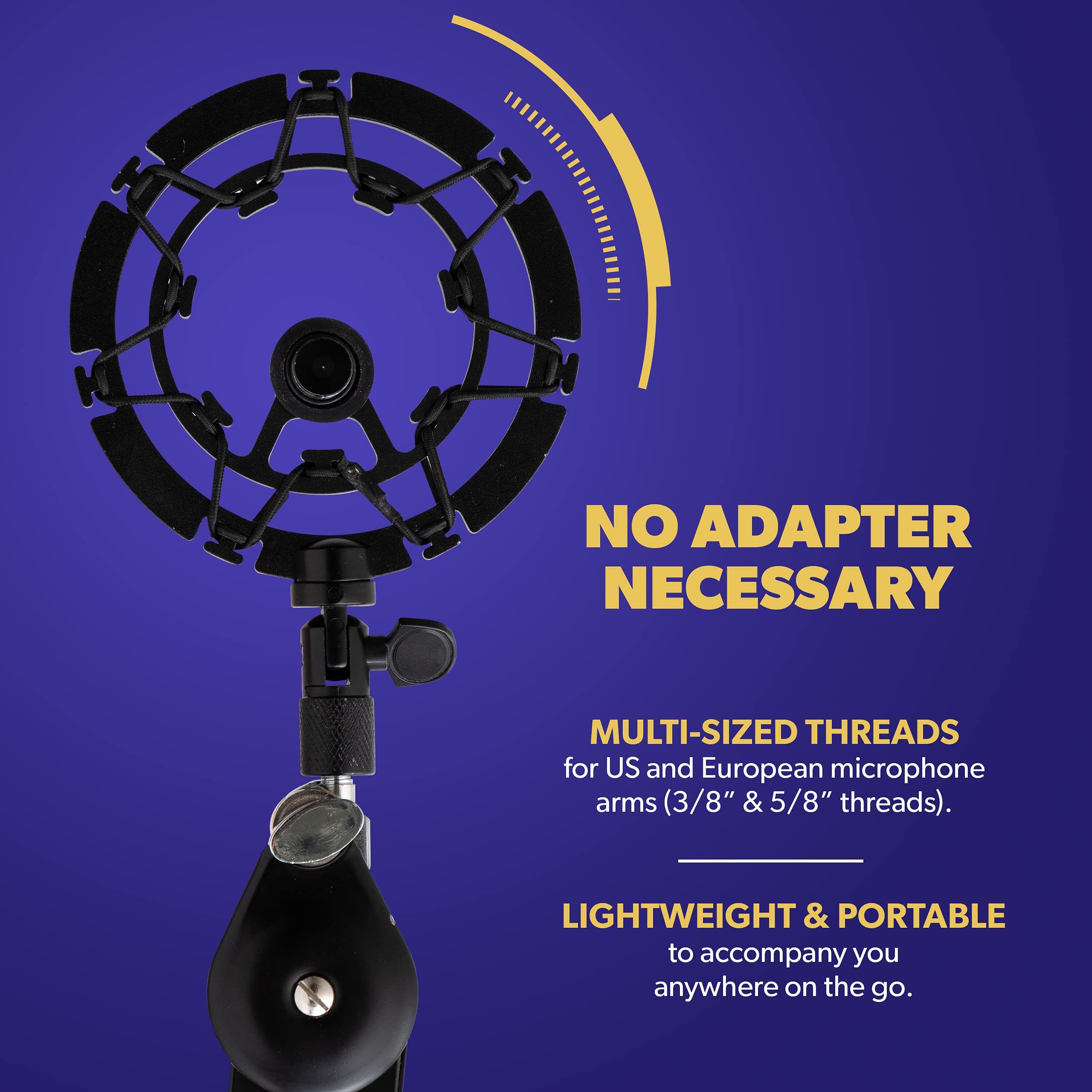 Professional Microphone Shock Mount - Universal Mic Holder Compatible with Blue Yeti, Snowball & Pro Mics for Podcasting, Streaming & Studio Recording