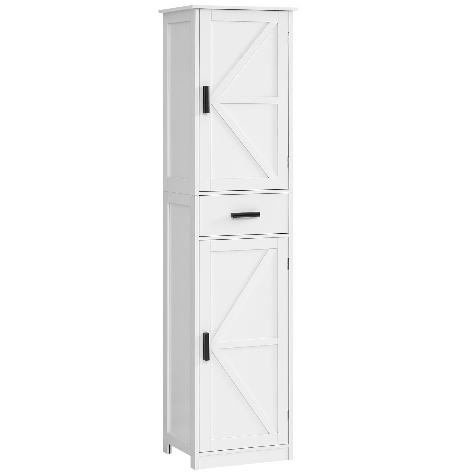 WEENFON 6-Shelf Tall Bathroom Storage Cabinet with Adjustable Shelves & Drawer - White Bathroom Organizer for Towels, Toiletries & Cosmetics - Perfect for Living Room, Home Office & Small Space Organization