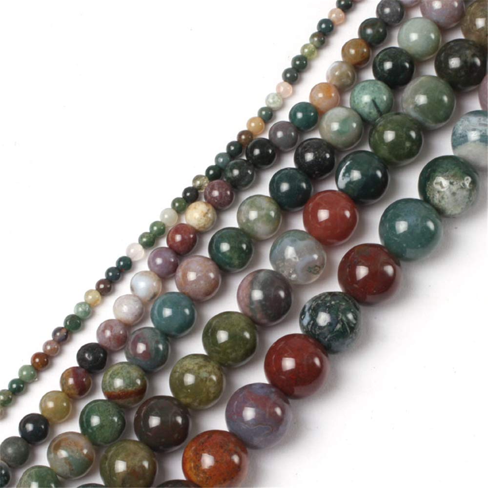 JOE FOREMAN 4mm Natural Indian Agate Beads for Jewelry Making - Semi-Precious Gemstone Round Beads 15 Inch Strand - Perfect for Bracelets, Necklaces & DIY Craft Projects