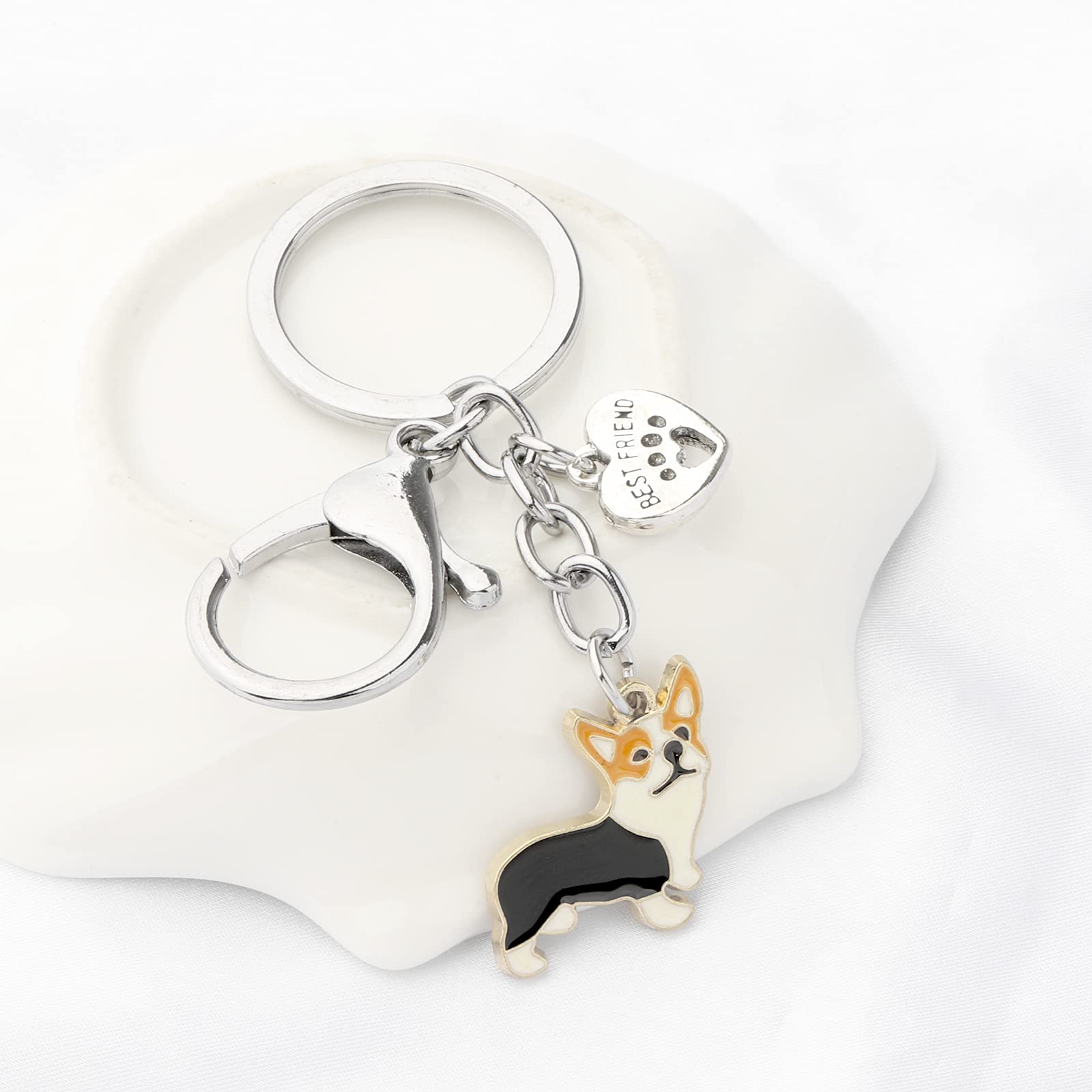 BNQL Cute Corgi Keychain - Perfect Gift for Corgi Owners & Dog Lovers - Paw Print Pet Rescue Keychain - Ideal for Birthdays, Christmas & Pet Adoption Celebrations