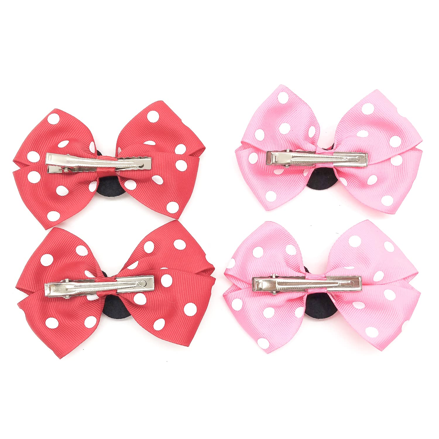 **Cute Baby Girl Mouse Ears Hair Bows Clips - 4pcs Polka Dot Hair Accessories for Kids, Girls & Women - Perfect for Glitter Parties, Princess Decorations & Cosplay**