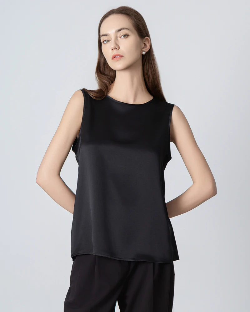 Elegant Sleeveless Lace-Up Silk Blouse for Women | Breathable Summer Top | Perfect for Office Wear, Date Night & Special Occasions