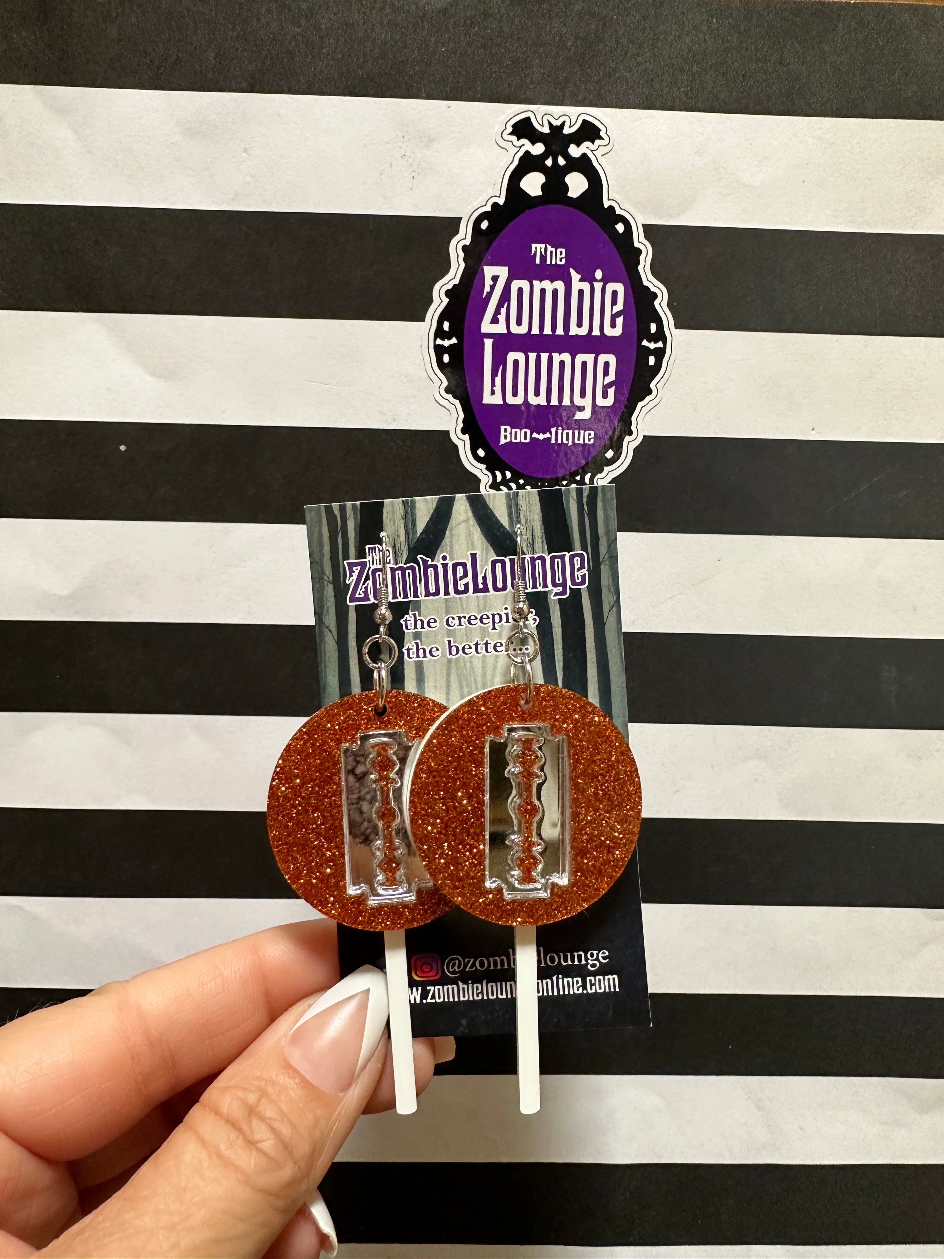 Trendy Lollipop Razor Blade Earrings - Edgy Punk Gothic Jewelry for Women | Perfect for Concerts, Halloween & Alternative Fashion
