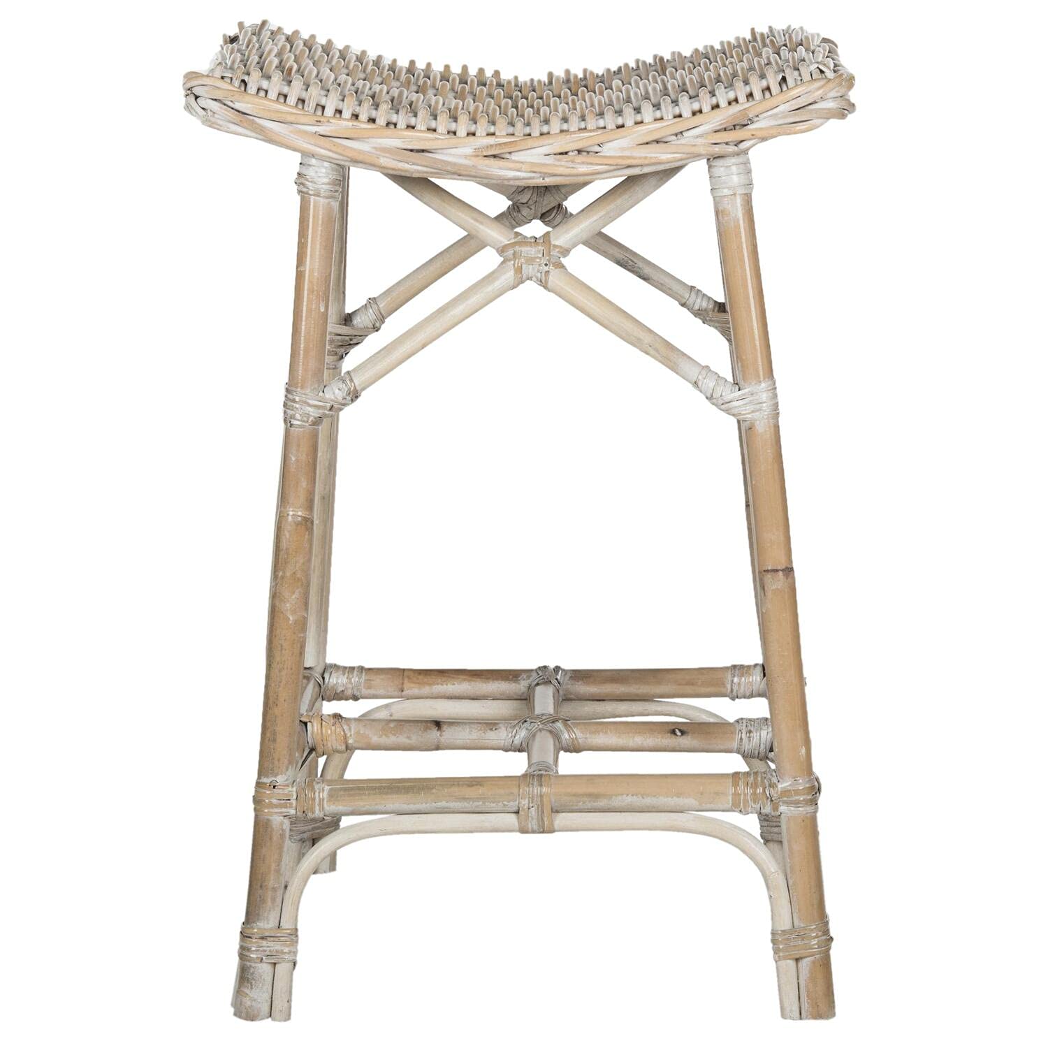SAFAVIEH Rayna Natural Washed Wicker Barstool - Rustic Counter Height Stool for Kitchen Island, Breakfast Nook & Home Decor