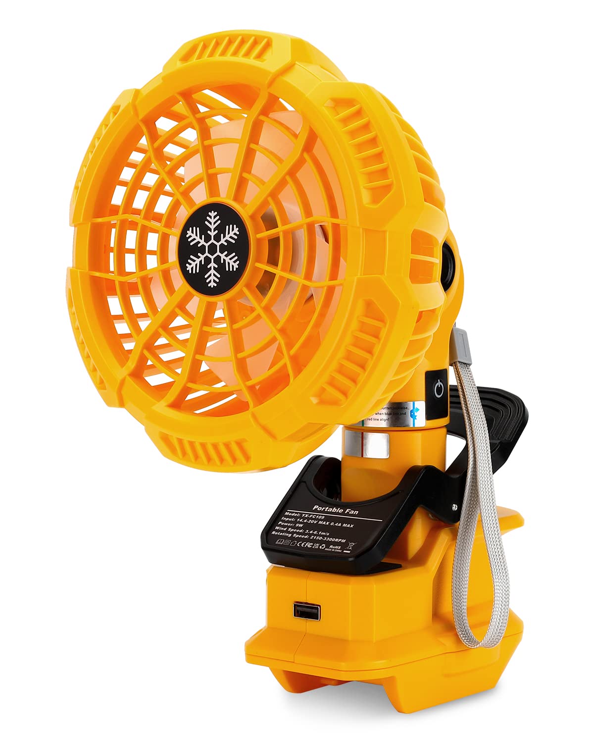 Dewalt 20V 60V Lithium-ion Battery Clip Fan - Portable Stroller Fan with 3 Speed Settings for Bedroom, Outdoor, Camping & Job Sites | Tool Only | Perfect for Cooling, Travel & Worksite Use