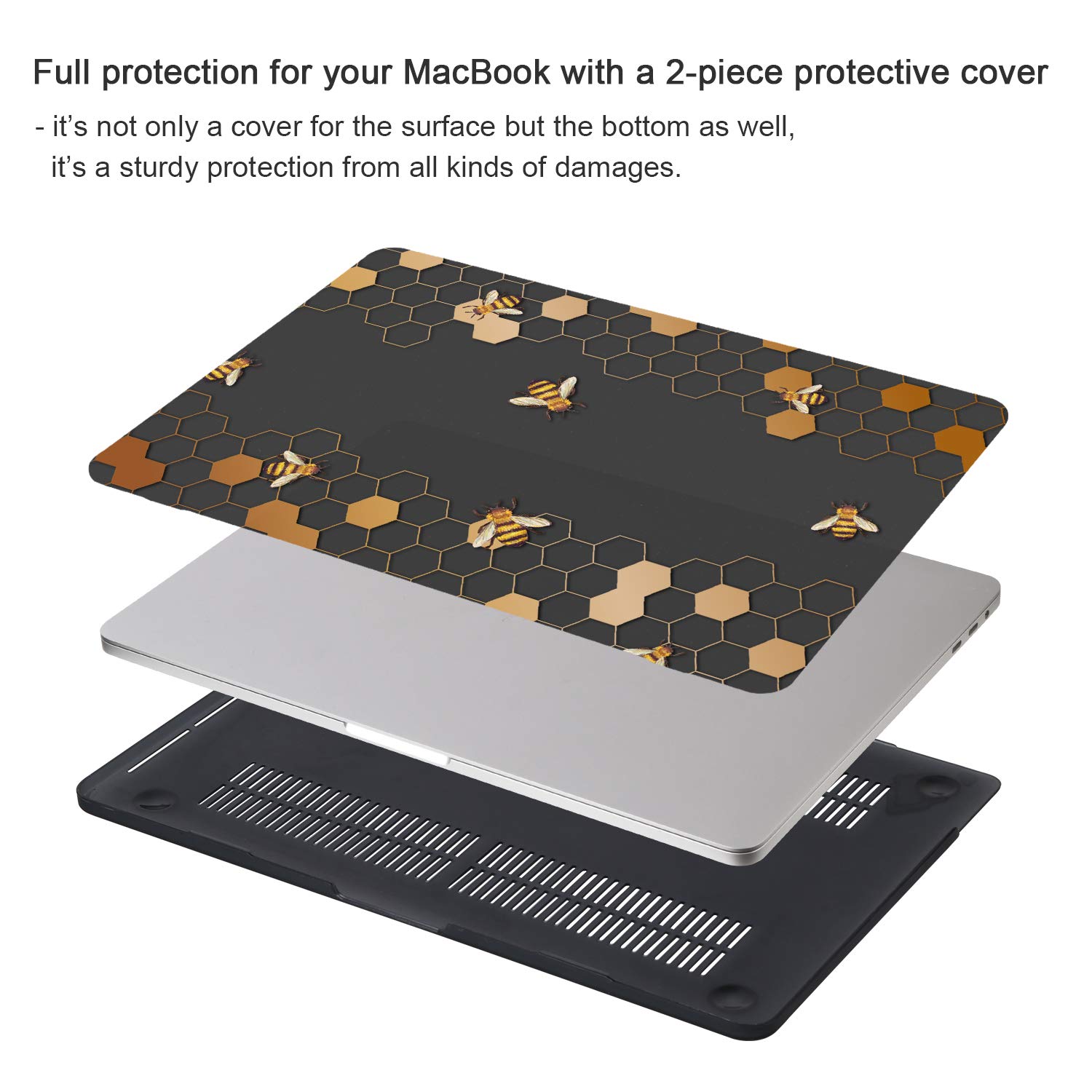 Slim Protective Case for MacBook Pro 16 Inch 2019 (A2141) with Keyboard Cover & Screen Protector | Compatible with Touch Bar & Touch ID | Honeycomb Design | Perfect for Office, Travel & Home Use