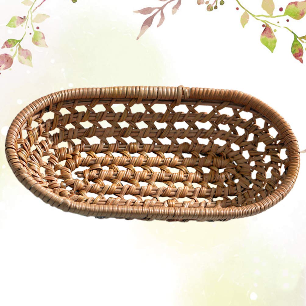 Stylish Hemoton Woven Storage Basket - Rattan Fruit & Vegetable Bowl, Umbrella Holder, American-Style Coaster - Perfect for Kitchen Organization, Bathroom Decor, and Living Room Storage