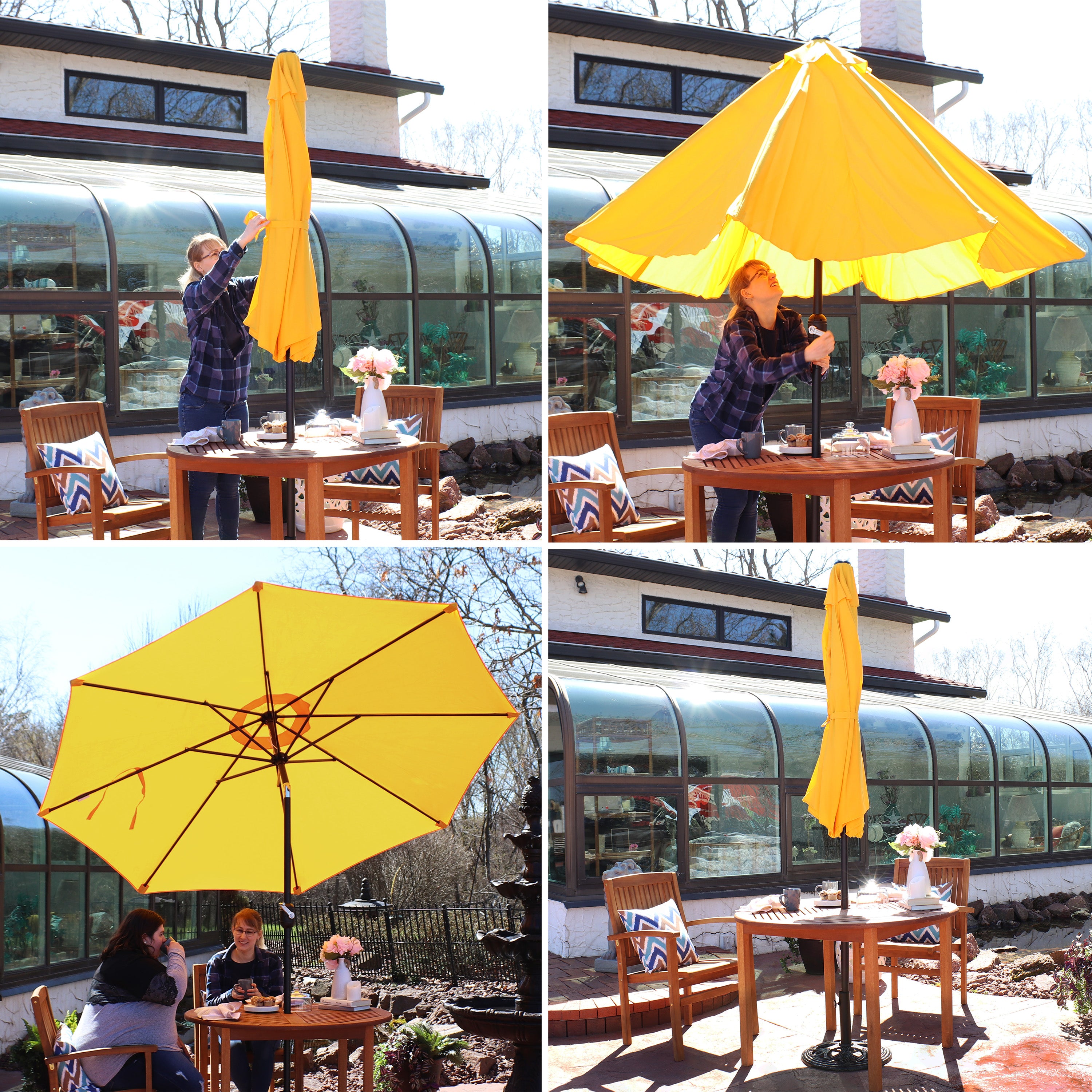 Sunnydaze 9-Foot Aluminum Outdoor Patio Umbrella with Tilt & Crank - Perfect for Poolside, Backyard, Deck, and Garden Shade