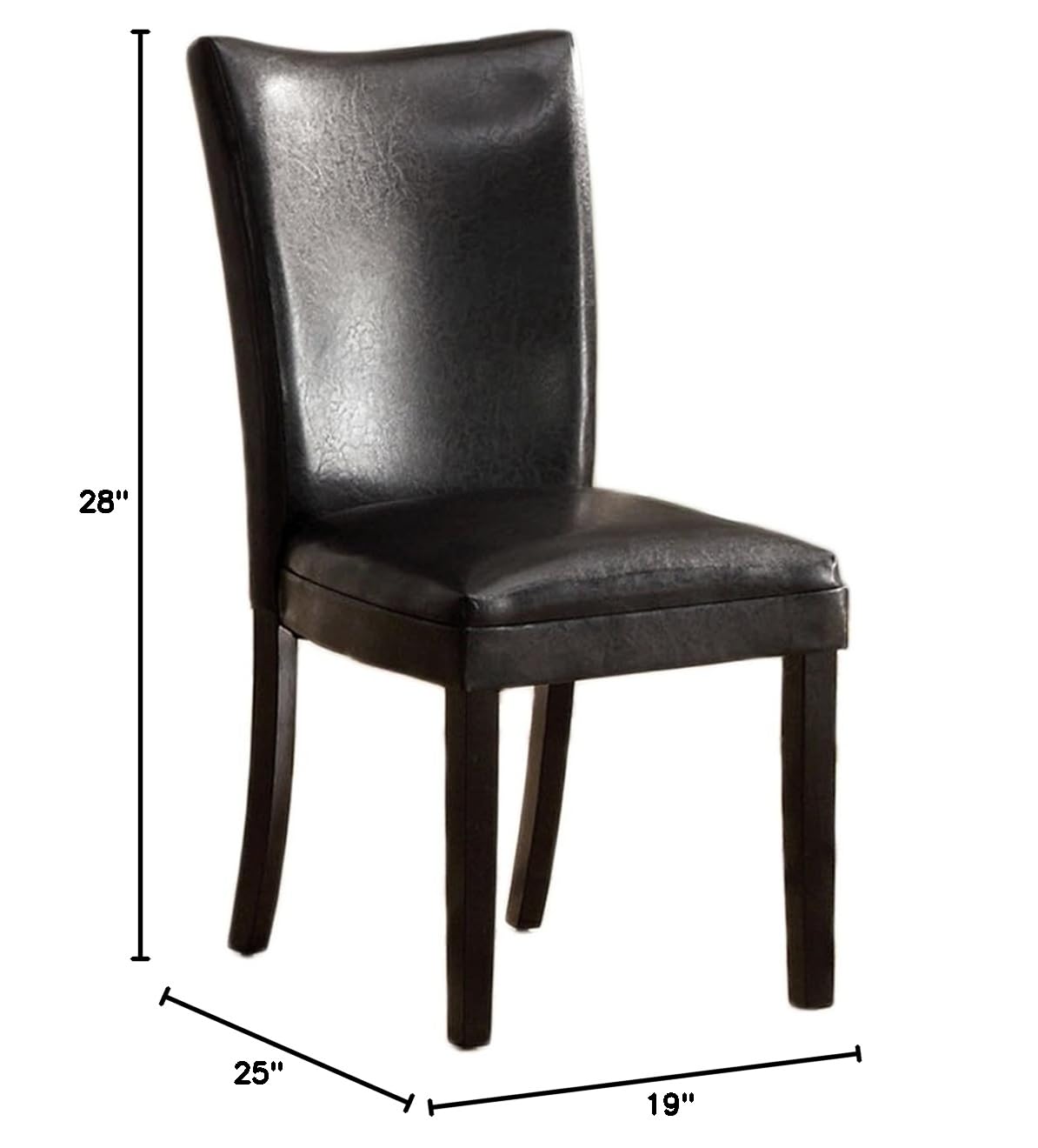 Furniture of America Jacob Parson Style Leatherette Dining Side Chair in Black - Modern Upholstered Accent Chair for Dining Room, Kitchen, or Office