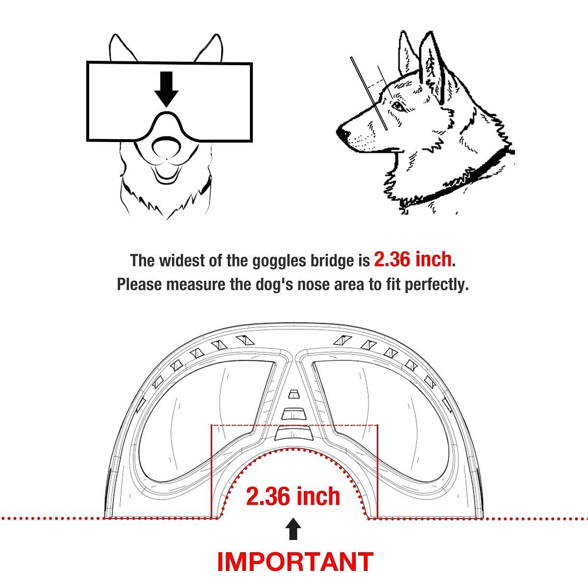 PETLESO UV Protection Dog Goggles for Large Breeds - Dog Sunglasses for Eye Protection During Outdoor Activities Like Driving, Cycling & Hiking - Black Pet Safety Glasses