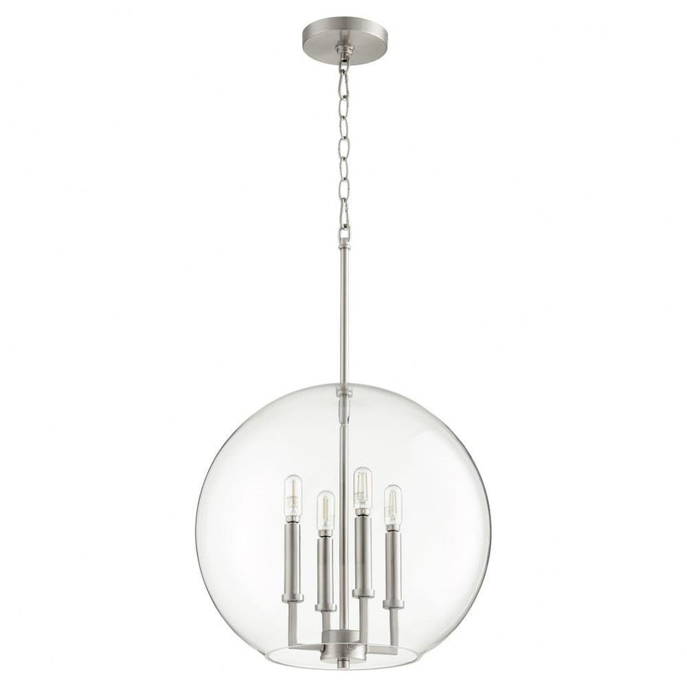 Quorum 873-4-65 Transitional 4-Light Pendant Light Fixture - Pewter, Nickel & Silver Finish - Perfect for Dining Room, Kitchen Island or Foyer Lighting