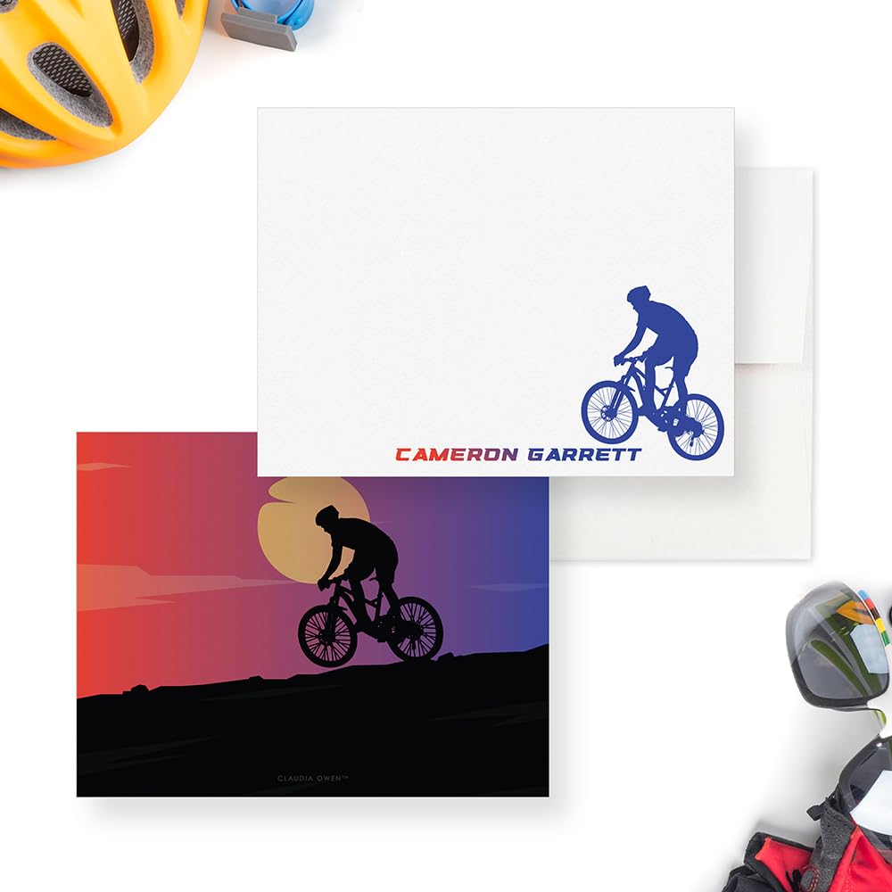 Custom Bike Lover Note Cards with Envelopes - Personalized Cycling Stationery for Men, Mountain Biking Greeting Cards - Perfect Gift for Cyclists, Bike Enthusiasts & Outdoor Lovers (Great for Birthdays, Anniversaries & Special Occasions)