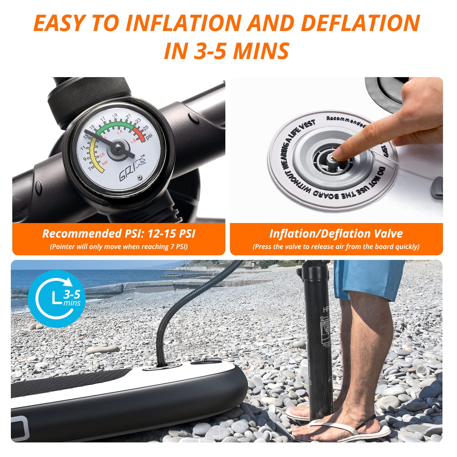 AKASO Inflatable Stand Up Paddle Board with Premium Accessories - Yoga SUP Board Includes Backpack, Non-Slip Deck, Waterproof Bag, Leash, Floating Paddle & Hand Pump (Black) - Perfect for Yoga, Fishing, Surfing & Family Fun on Lakes, Rivers & Oceans