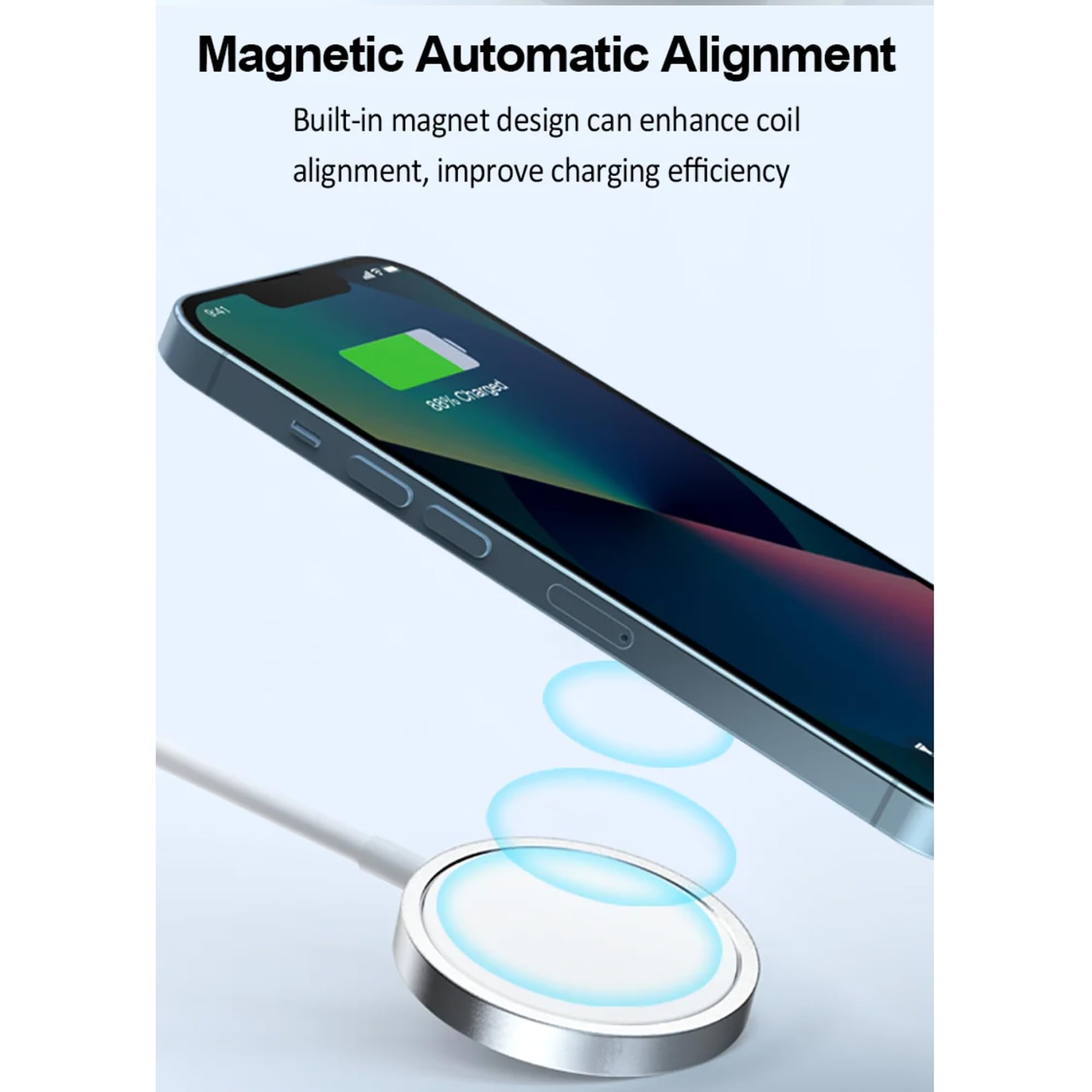 15W Magnetic Wireless Charger for iPhone 15/14/13/12/11/Pro/Pro Max/SE - Fast Charging Type C Wall Adapter with Secure Magnetic Alignment | Perfect for Home, Office & Travel Charging