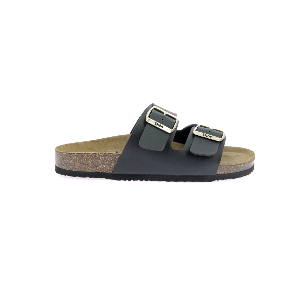 Black Leather and Cork Mules for Women - Comfortable Slip-On Sandals for Casual Outings, Beach, and Summer Wear