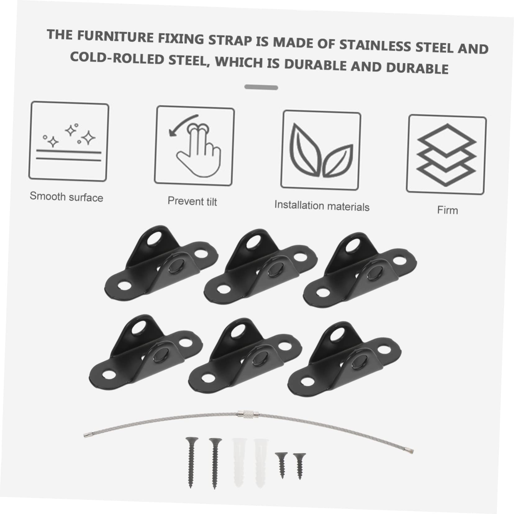 3 Sets Anti-Tip Furniture Anchors Kit for Kids Book Racks, TV Stands & Dressers - Heavy Duty Cabinet Wall Anchors to Prevent Falling Furniture - Perfect for Baby Rooms, Nurseries & Childproofing Homes