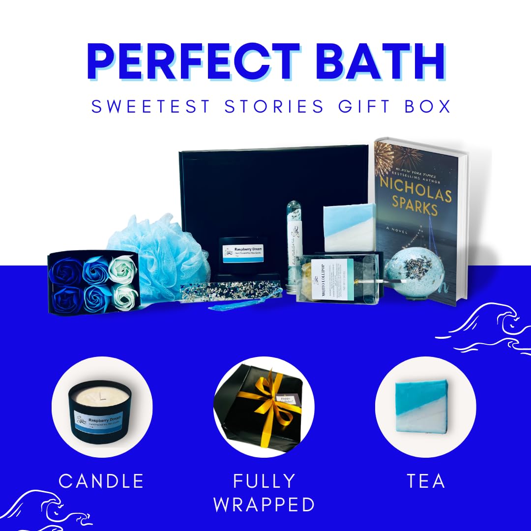 Sweetest Stories Luxury Spa Gift Set for Women - Perfect Bath Gift Box for Birthday, Anniversary, Holiday | Relaxation & Self-Care Present for Book Lovers, Readers | Ideal for Spa Nights, Romantic Baths, and Cozy Reading Moments
