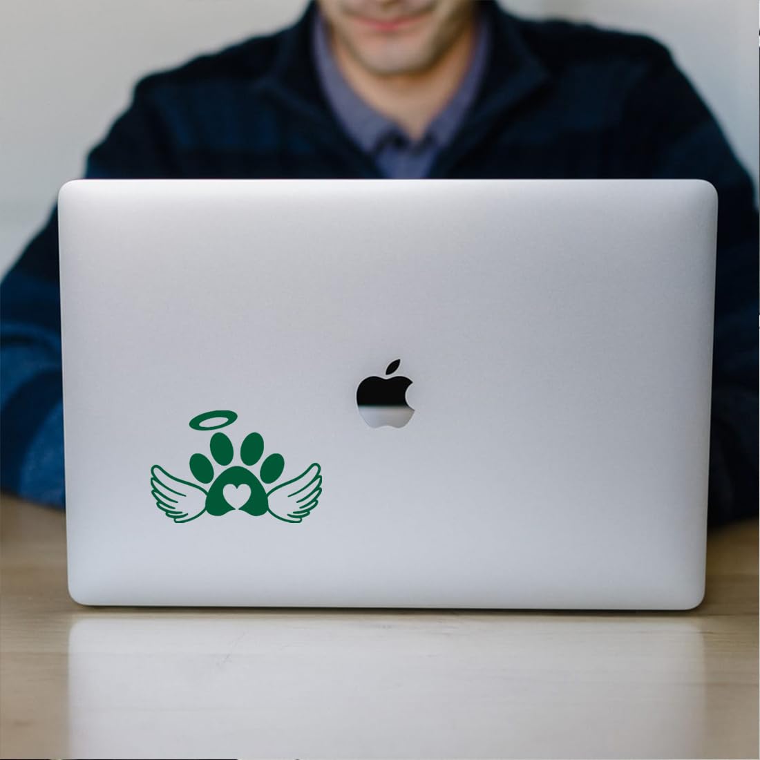 Premium Waterproof Vinyl Dog Paw Angel Decal Stickers (Green, Set of 2) - Durable Adhesive for Laptop, Phone, Helmet, Car Window, Bumper, Mug, Cup, Door & Wall Decoration - Perfect for Pet Lovers, DIY Home Decor & Personalized Gifts