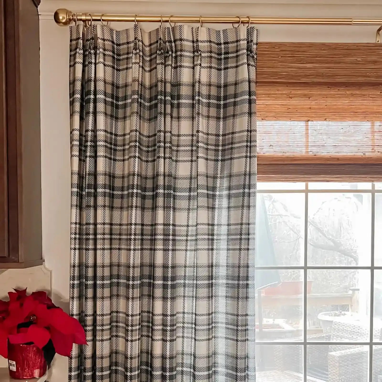 Elegant Sara Le Print Linen Pleated Cafe Curtains - Light Filtering Window Treatment for Kitchen, Dining Room & Bathroom