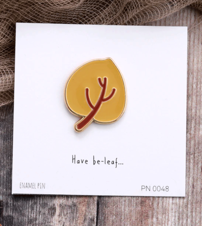 Attic Creations Golden Leaf Enamel Pin - Vintage Botanical Jewelry for Jackets, Bags & Hats | Nature-Inspired Accessories for Women & Men